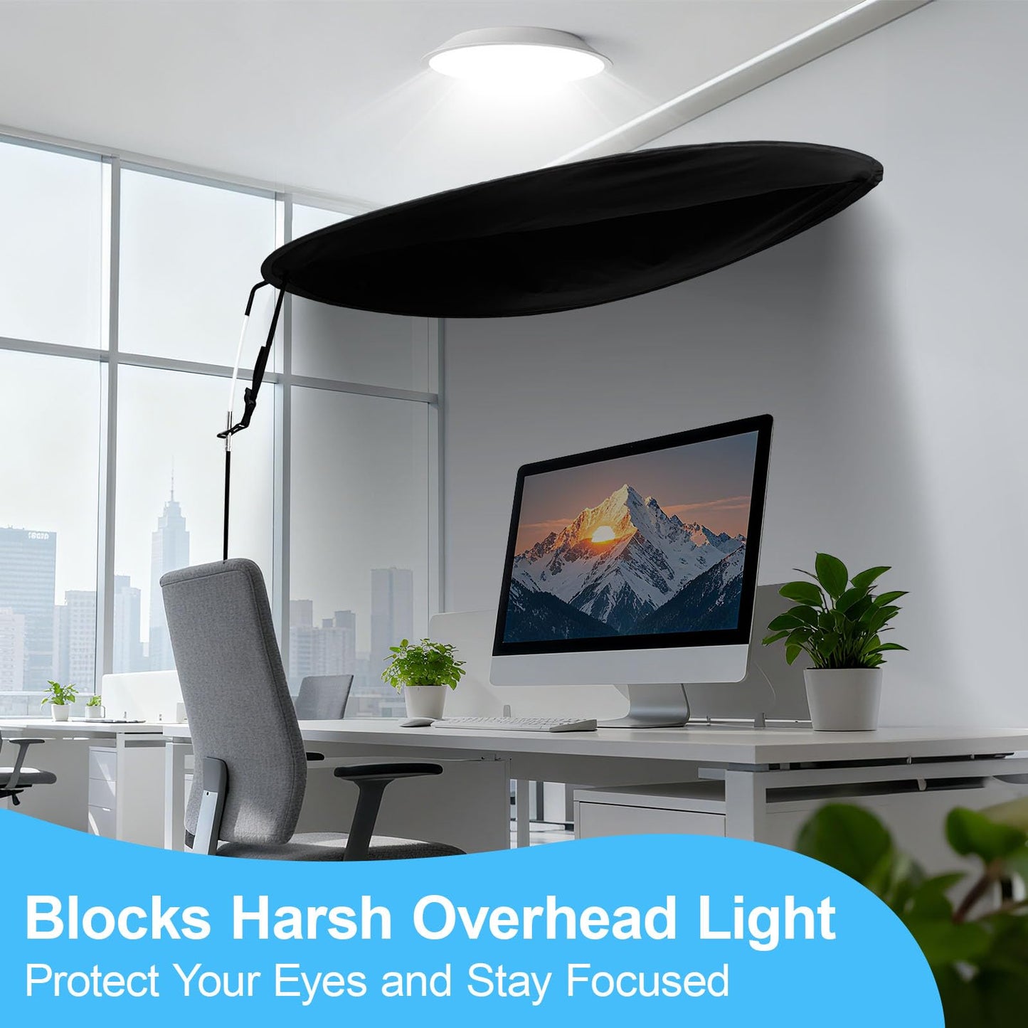 Adjustable Office Cubicle & Desk Shade – 43" Extra-Large Oval Design for Wider Coverage, Blocks Light and Distractions, Creates a Private and Comfortable Workspace