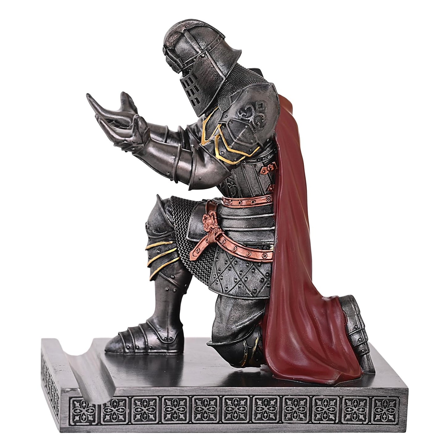 HDMbigmi King's Guard Leader Cloak Warrior Knight Pen Holder Mobile Phone Stand, Ornament Knight Statue, Pen Stand Paperweight for Office and Home (Iron)
