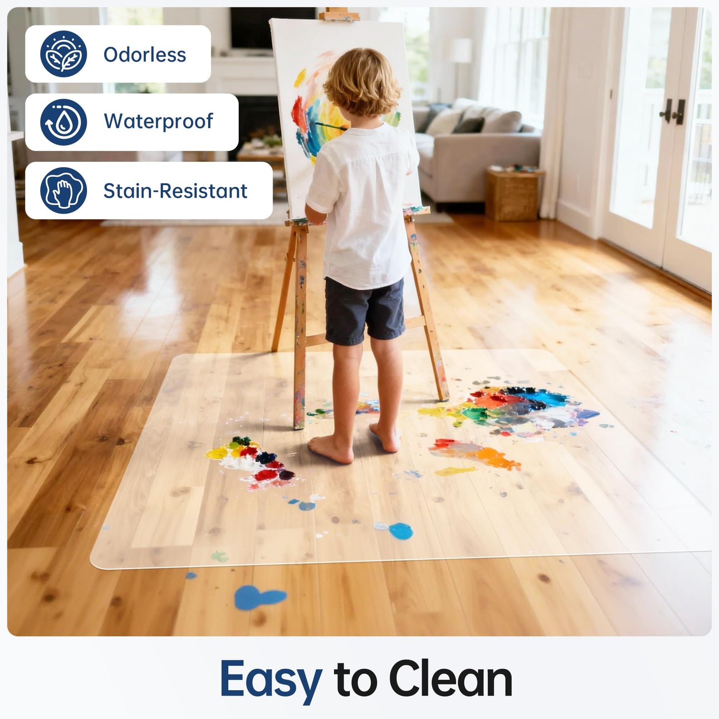 Cybstrax Office Chair Mat for Hardwood Floor - 36 x 48'', Transparent Computer Desk Chair Mat Easy Glide Floor Protector Mat for Rolling Chairs Office & Home