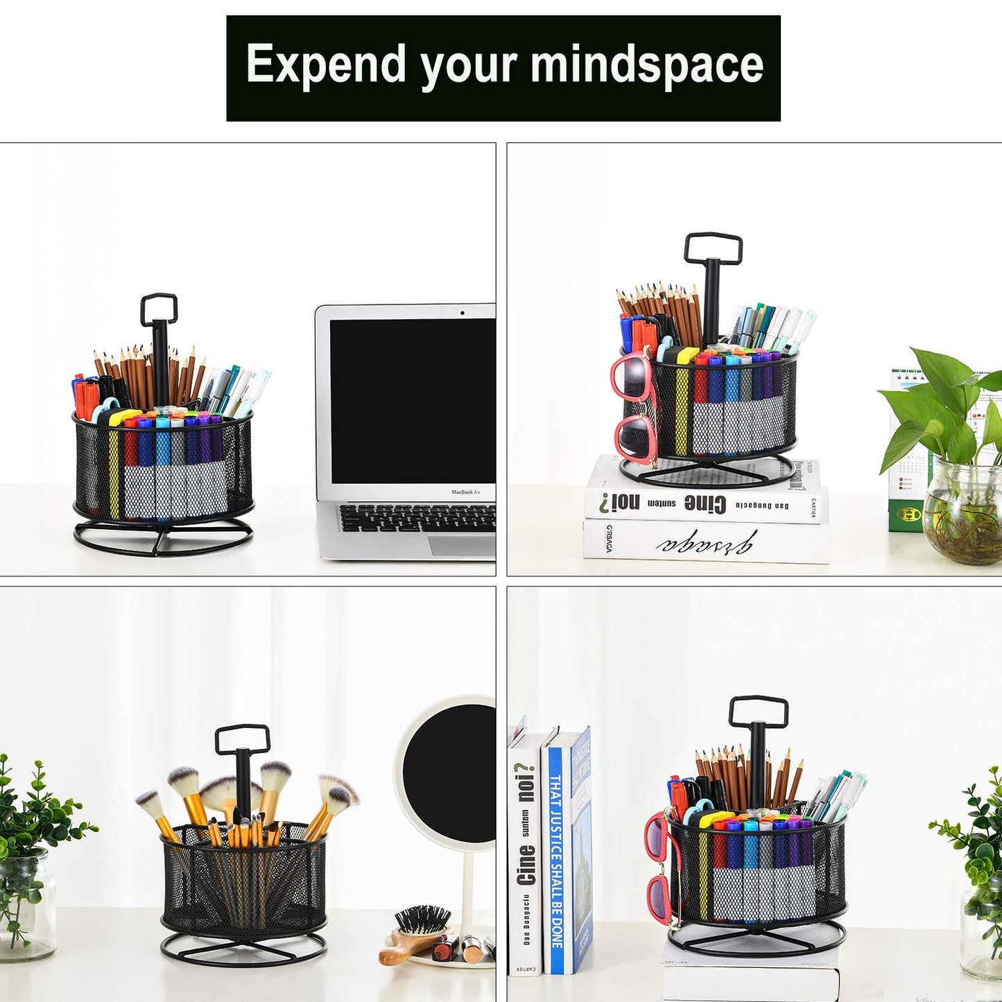 Marbrasse 5-Tier Paper Letter Tray Organizer + 360-Degree Rotating Multi-Functional Pen Holder