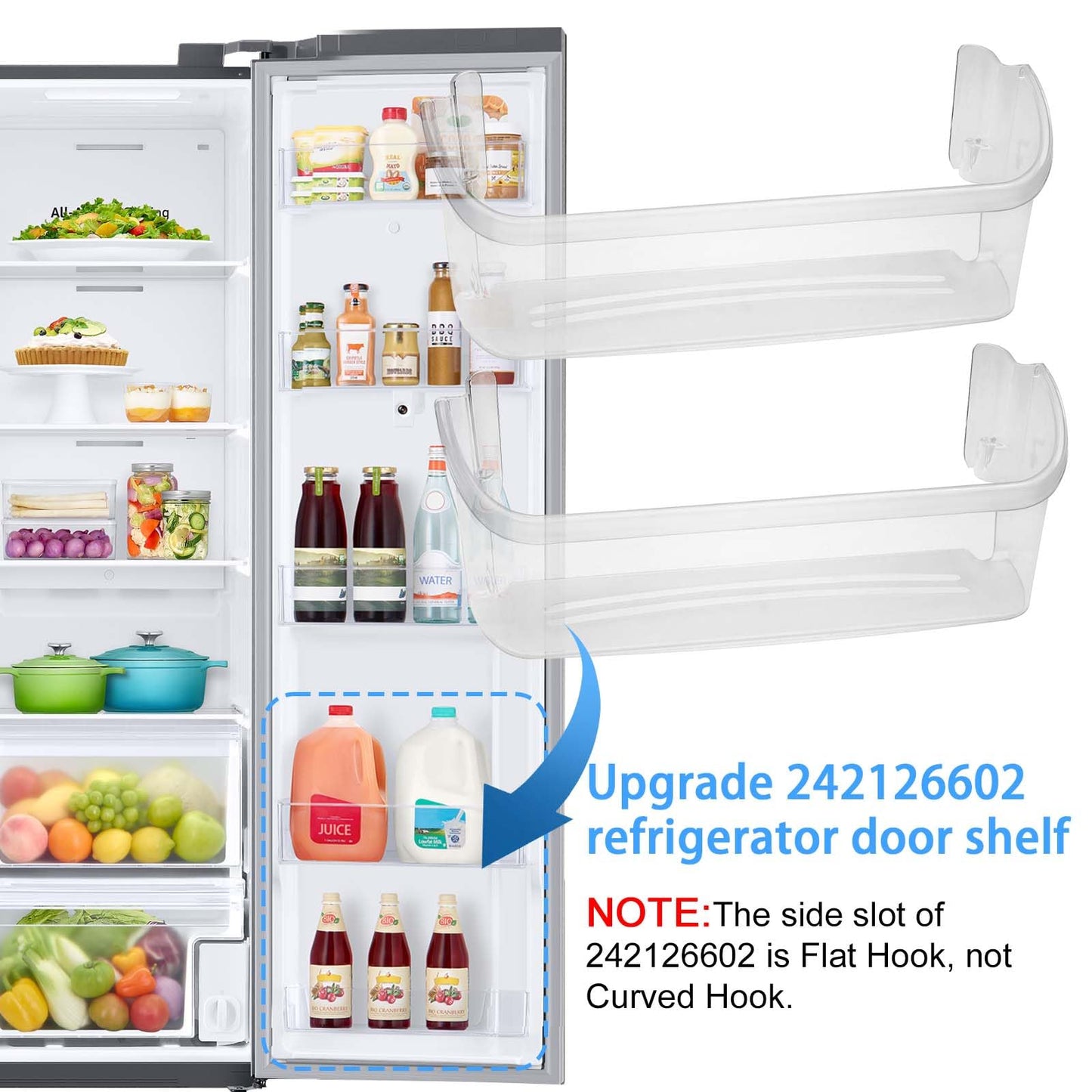 242126602 Replacement Refrigerator Door Shelf Bin Compatible with Frigidaire, Gibson, Kelvinator Refrigerator - Replaces 547407 AP6278233 PS12364199 EAP12364199 FFSS2625TS0 LFSS2612TF0 (2Pack)…