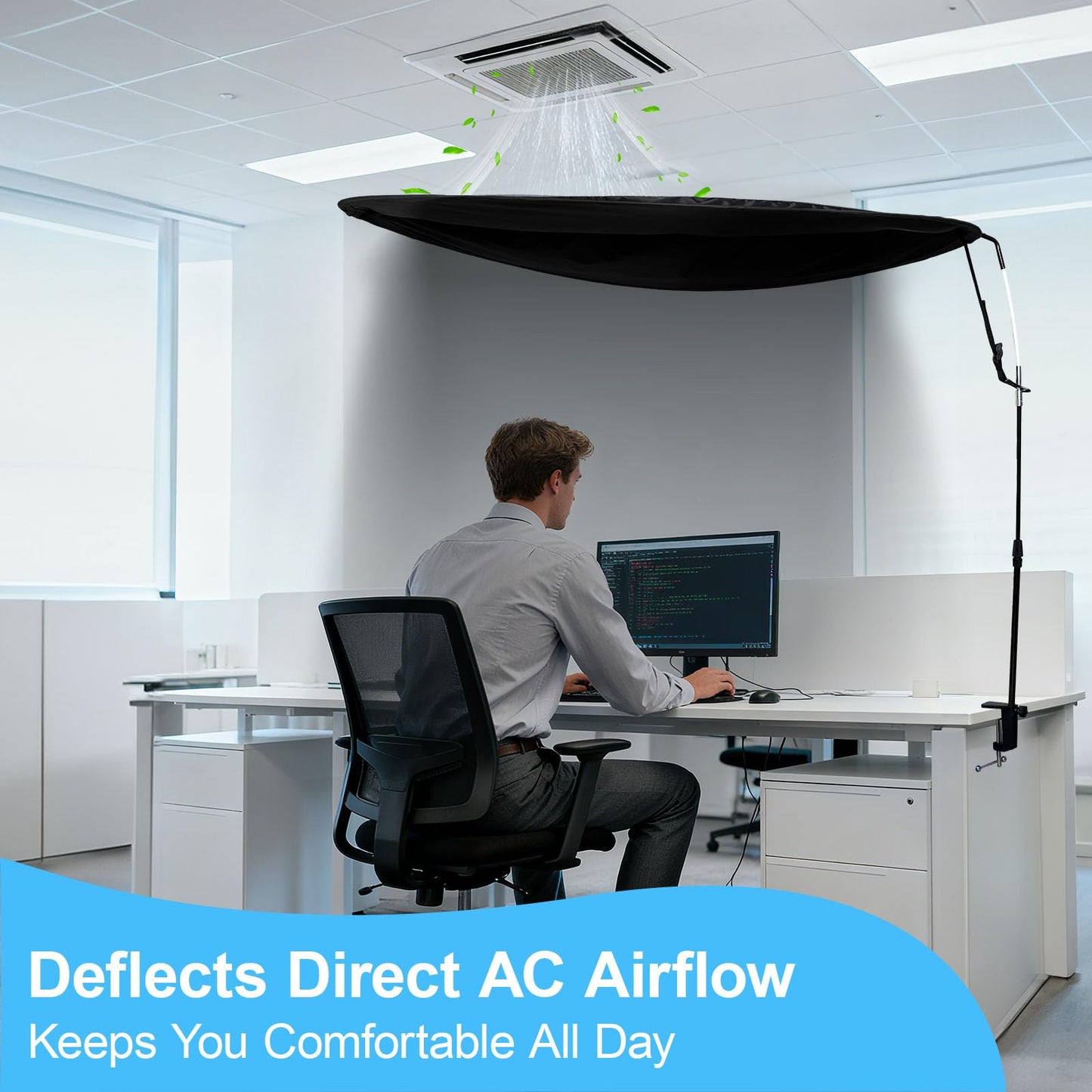 Adjustable Office Cubicle & Desk Shade – 43" Extra-Large Oval Design for Wider Coverage, Blocks Light and Distractions, Creates a Private and Comfortable Workspace