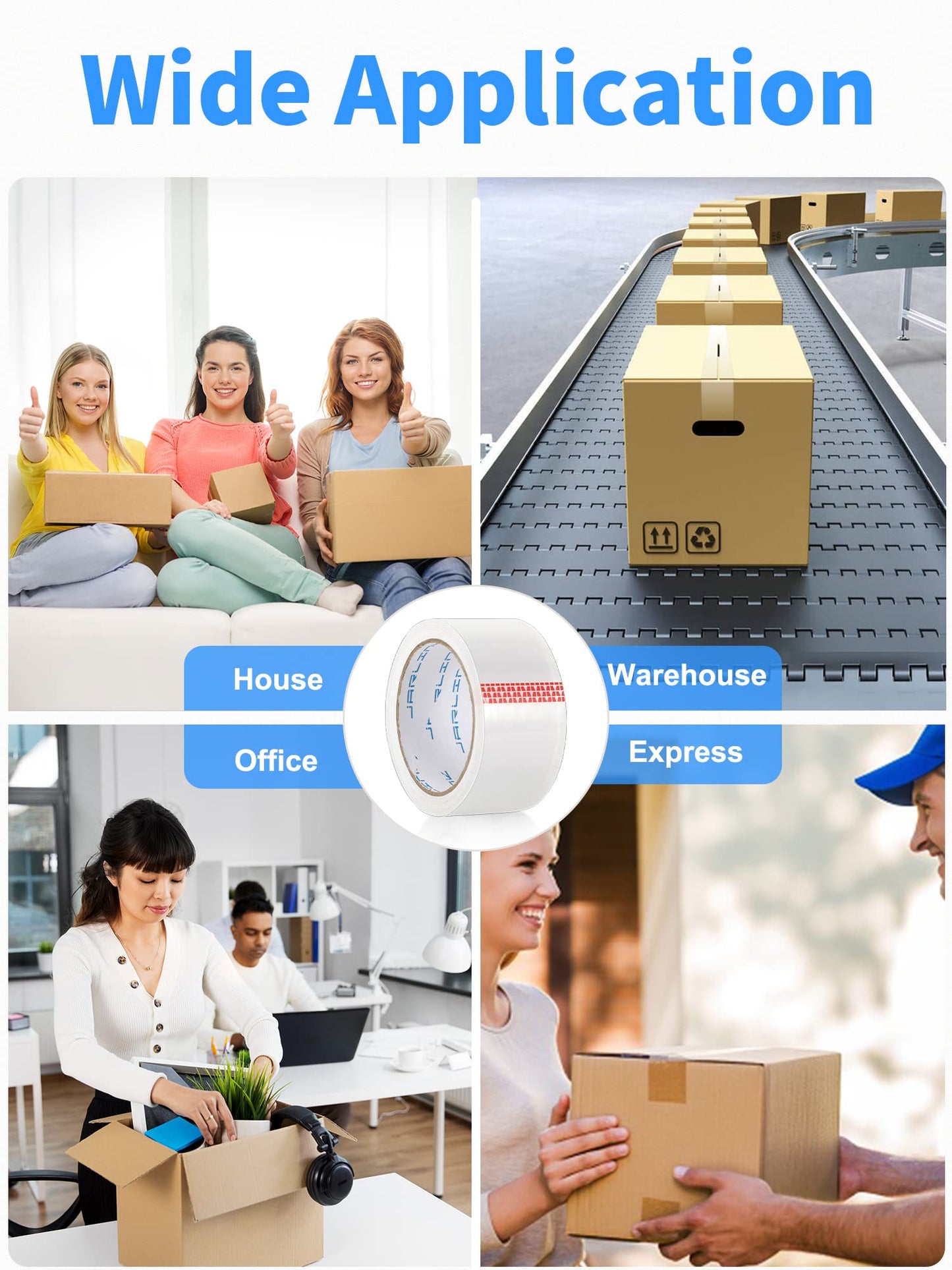 JARLINK Clear Packing Tape (24 Rolls), Heavy Duty Packaging Tape for Shipping Packaging Moving Sealing, 1.88 inches Wide, 55 Yards Per Roll, 1320 Total Yards