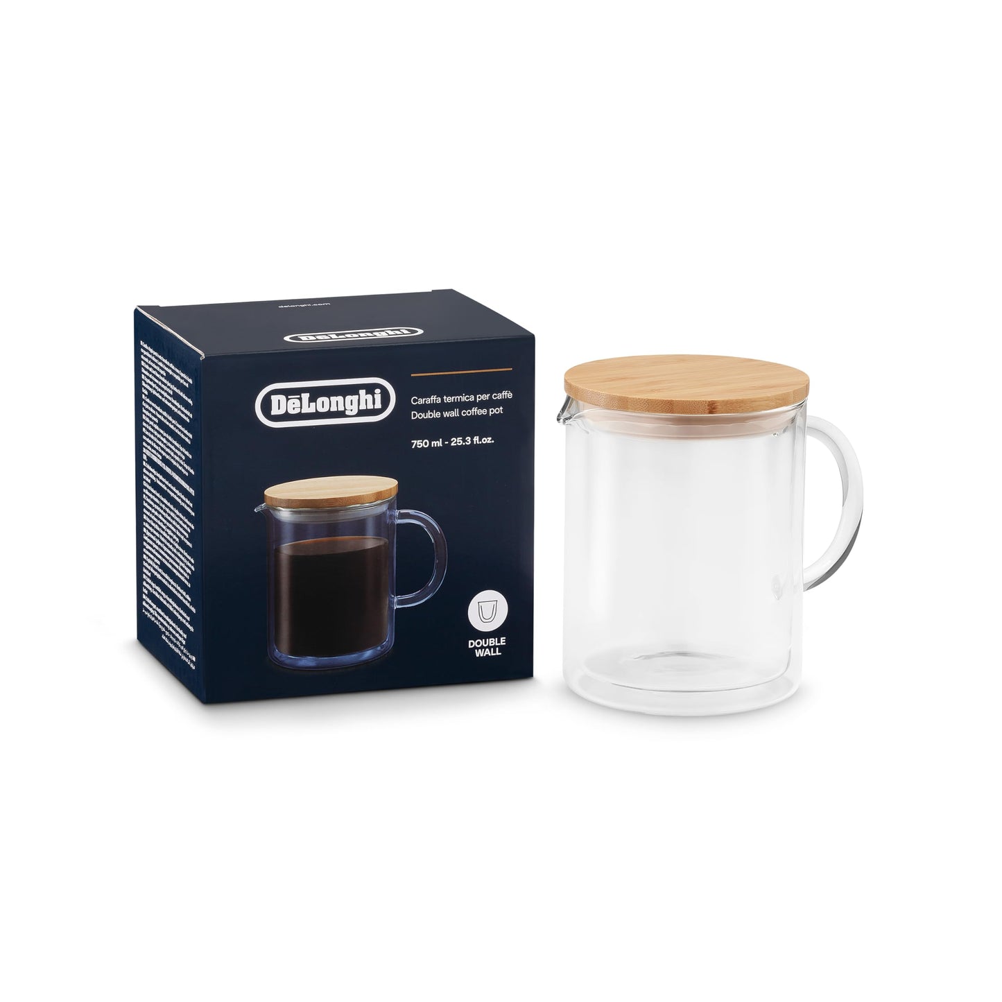 De'Longhi Double Wall Glass Coffee Pot, 25 oz