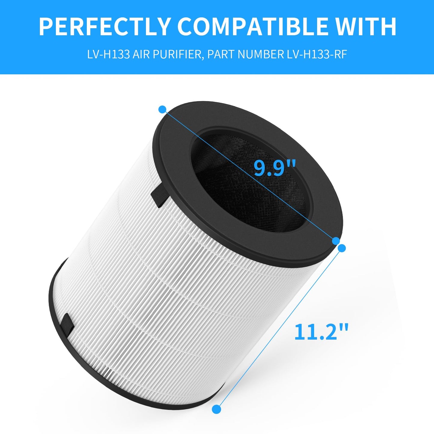 GoKBNY 1-Pack LV-H133 Replacement Filter Compatible with LV-H133 Purifier, Part Number LV-H133-RF, 3-in-1 Filtration System