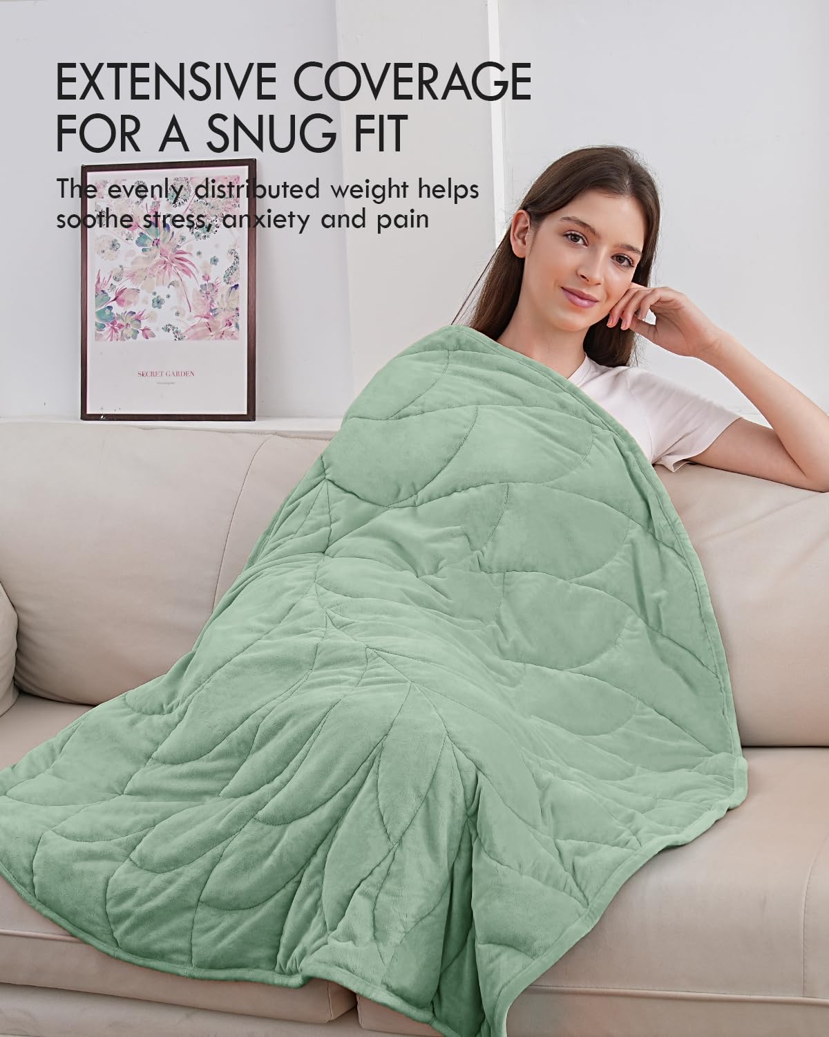 Kaisa Weighted Blanket for Adults 7lbs 41" x 53", Cozy Luxury Crystal Velvet Small Weighted Lap Blanket, All-Season Blanket, Machine Washable, Sage Green
