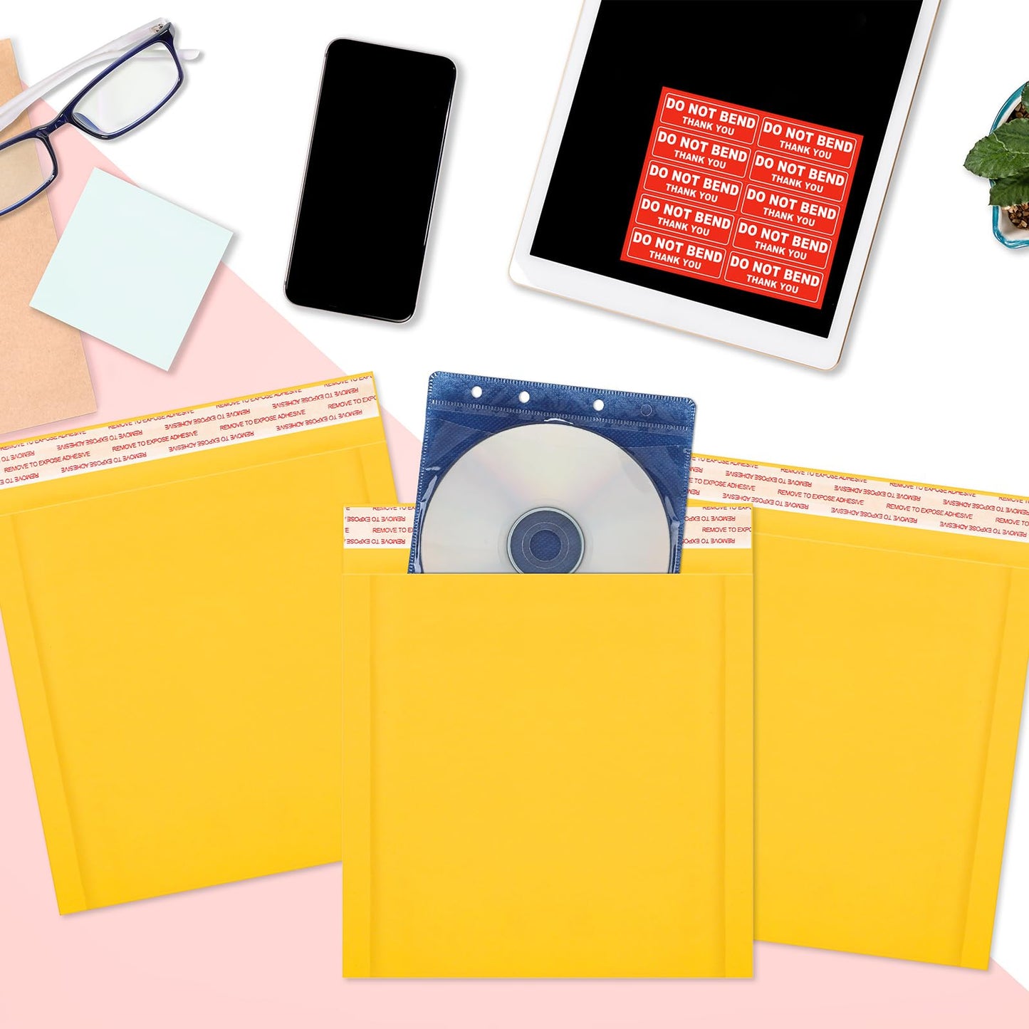 Tioncy 100 Sets CD Mailers Kraft Bubble Mailers 7.25 x 8.1 Inch Shipping Padded CD Envelopes for Small Business Cardboard Padded Mailers Packaging for CDs Video Game