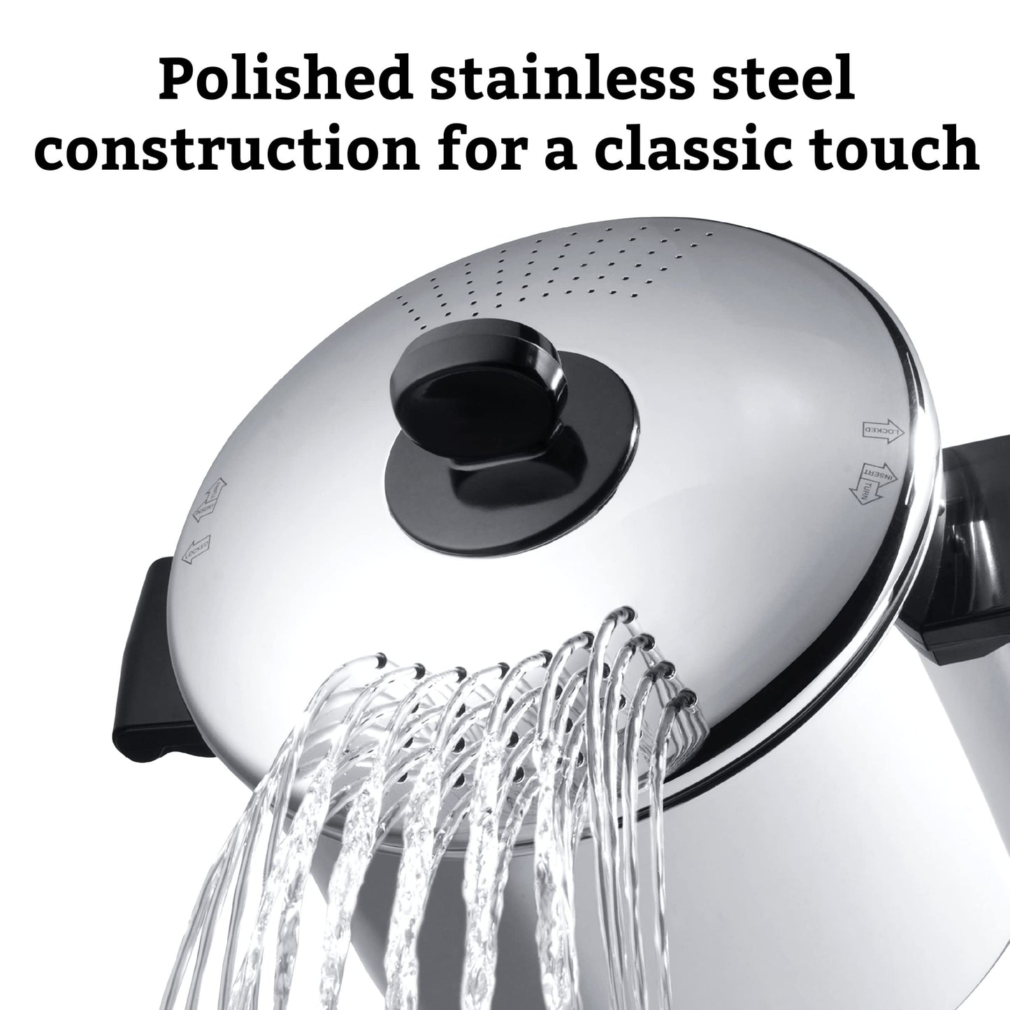 Farberware 70755 Classic Series Stainless Steel 8-Quart Covered Straining Stockpot with Lid, Stainless Steel Pot with Lid, Silver