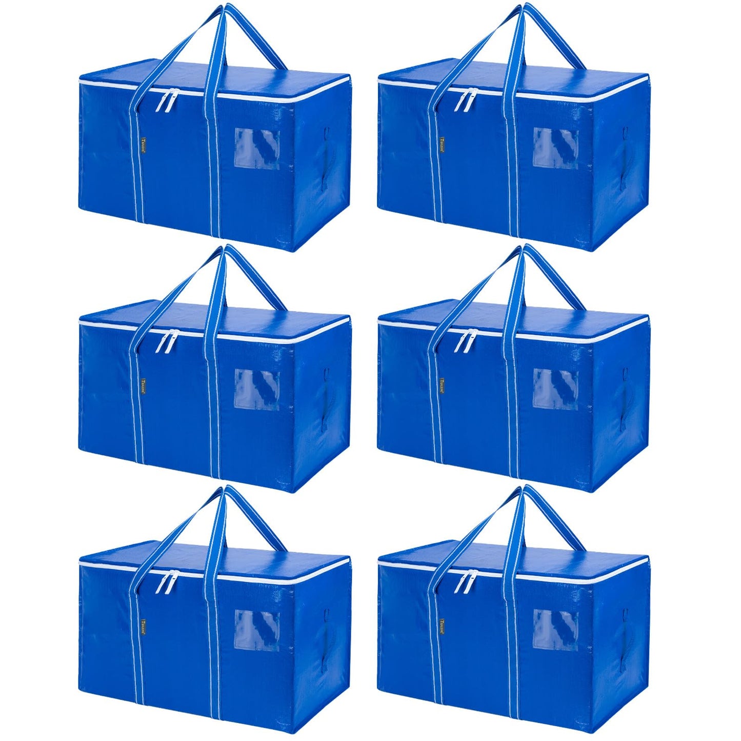 BALEINE 6-Pack Oversized Moving Bags with Reinforced Handles, Heavy-Duty Storage Tote for Clothes, Moving Supplies (Royal Blue, 6-Pack)