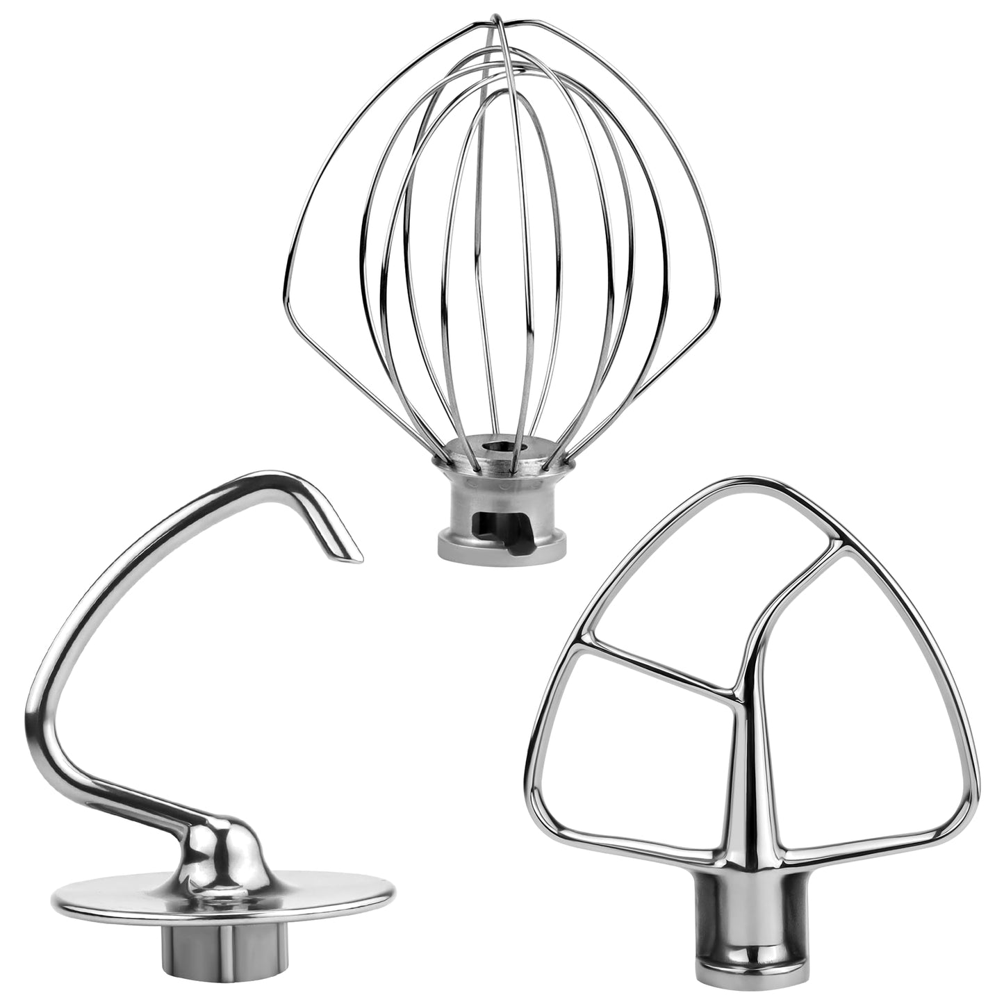 3 Pieces Stand Mixers Repair Set Stainless Steel for Kitchen Tilt-Head Stand Mixers K45DH Dough Hook K45B Coated Flat Blade Paddle K45WW Wire Whip Compatible with Kitchen-aid Accessories by AMI PARTS