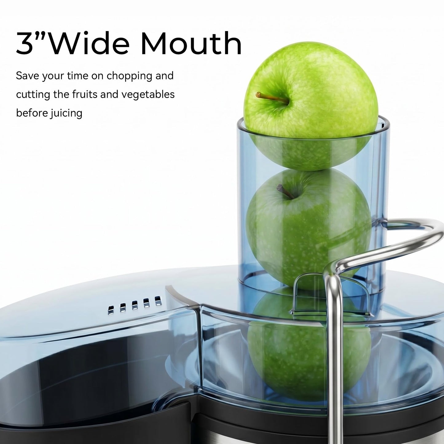 Boyuevi Juicer Machine, 800WCentrifugal Juicer for Whole Fruits and Vegetables,3 Inch Wide Feed Chute, Easy to Clean, Silver