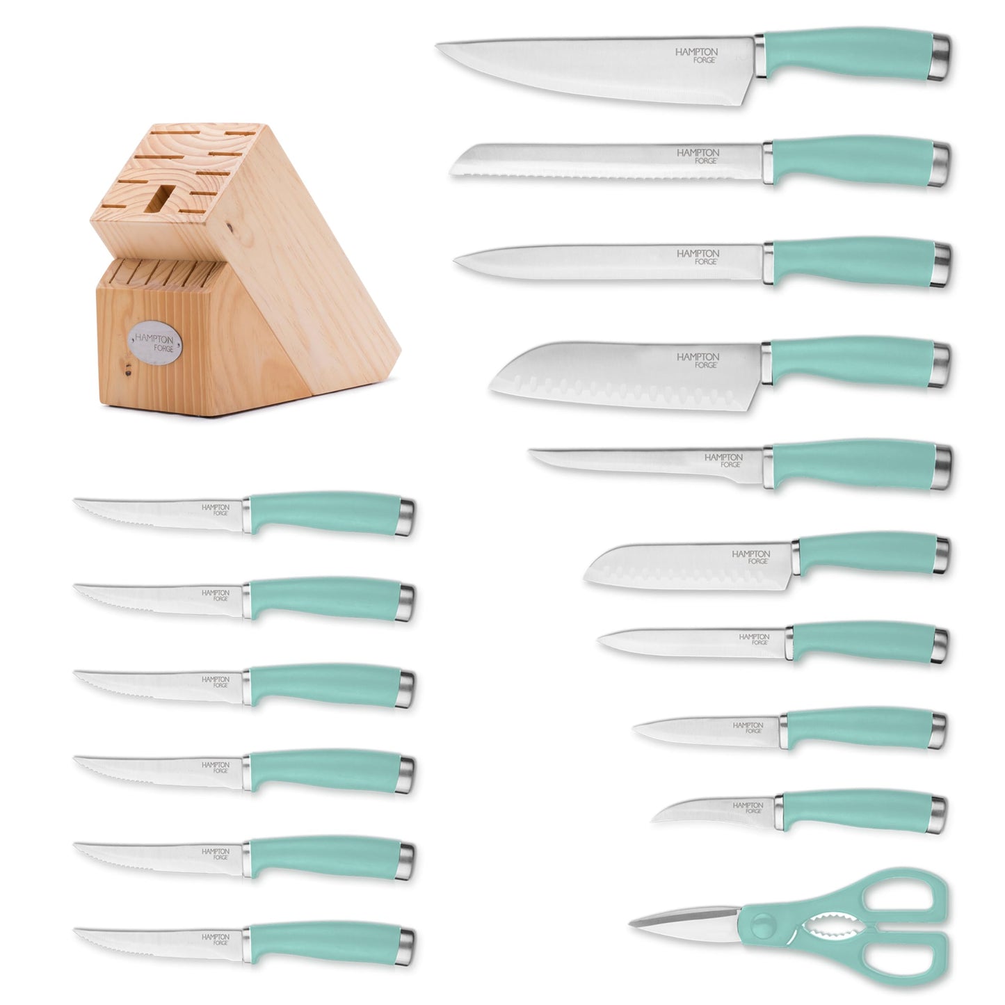 Hampton Forge EpicurePistachio–17Piece BlockSet, 17-Piece, Pistachio