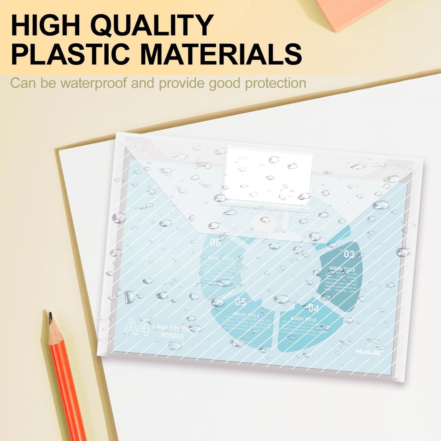 WORPSON 100 Pack, Clear Plastic Envelopes File Folders, HeavyDuty Document Holder with Label Pockets for Letter and A4 Size, Document Folder for School Home Work Office Organizer (100)