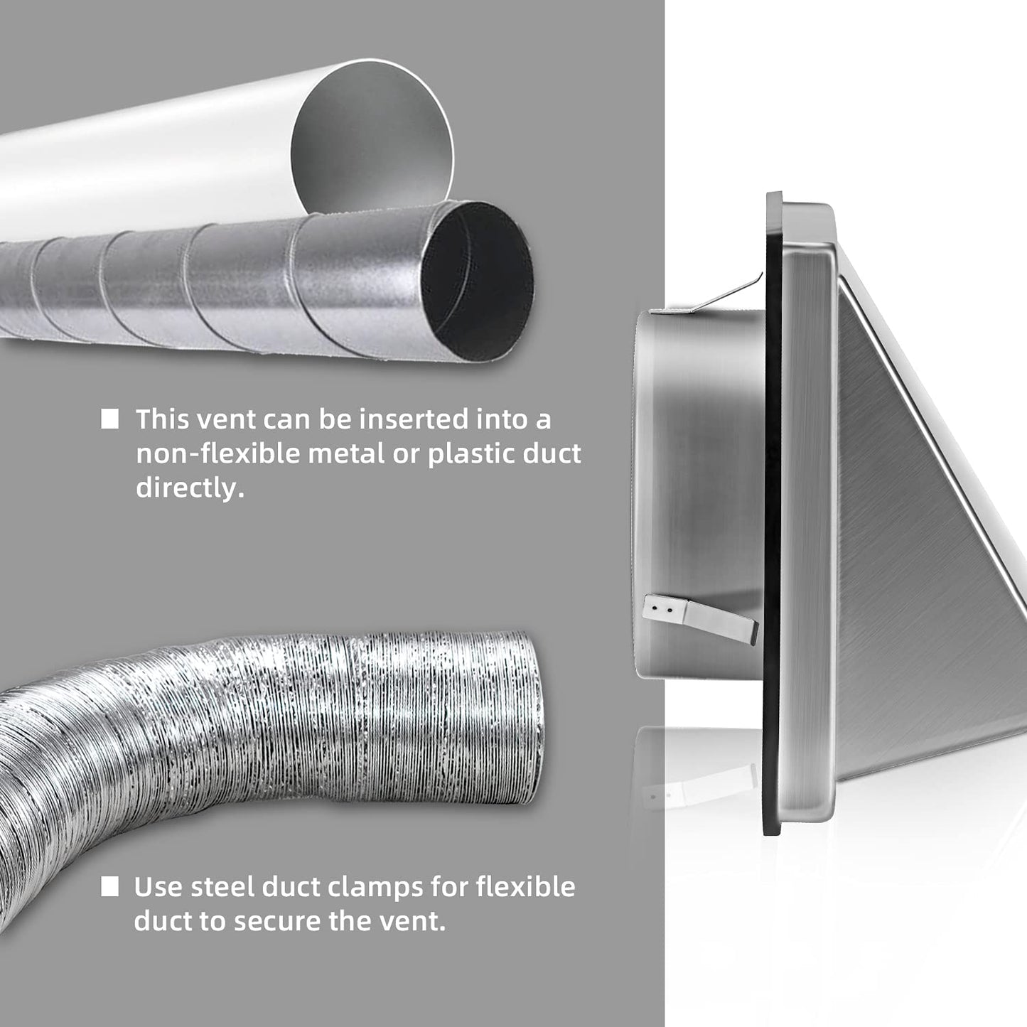 FRESH SPEED 6-Inch External Extractor Wall Vent Cushioned Non Return Flap