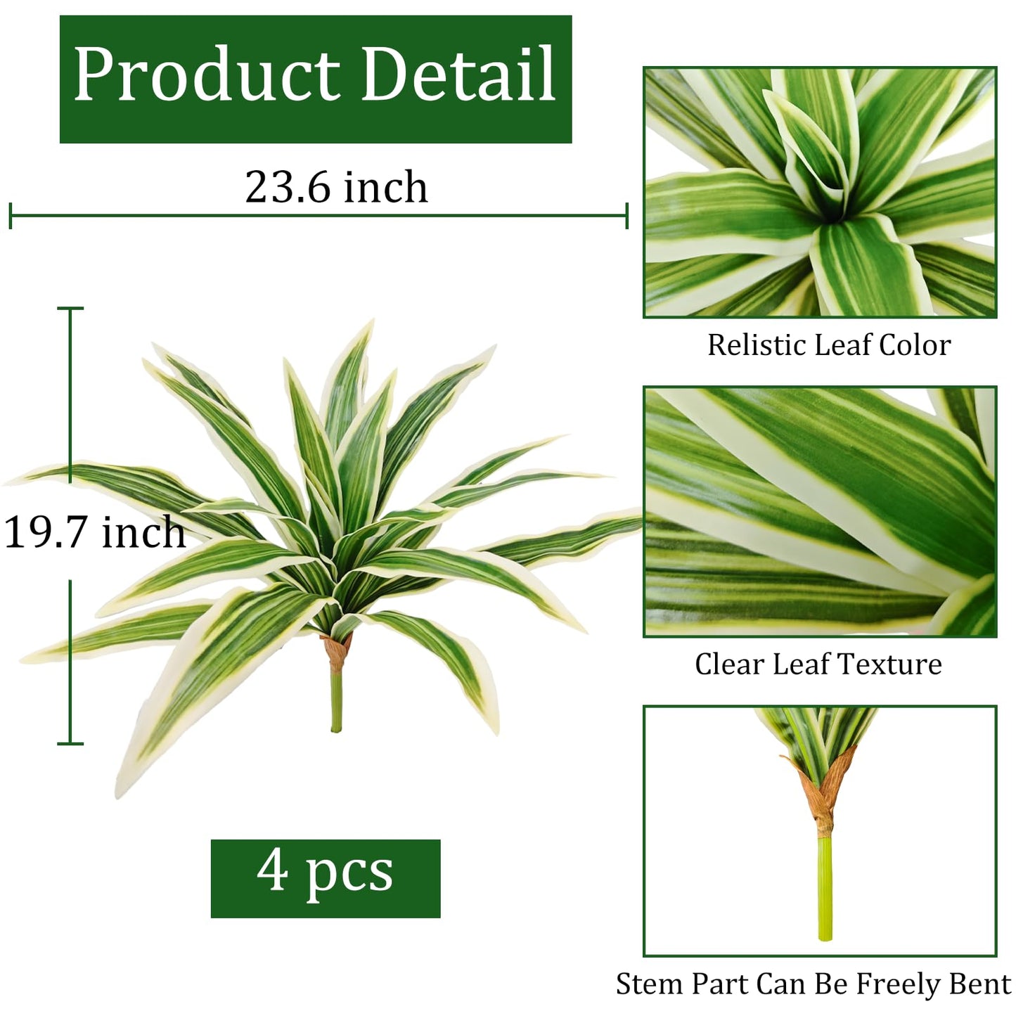 Cherica 4Pcs Fake Ferns, Faux Outdoor Plants UV Resistant,3D Real Touch Fake Plants Total 80 Blades,Weatherproof Artificial Plants Outdoor Indoor for Garden Porch Home Office Decor