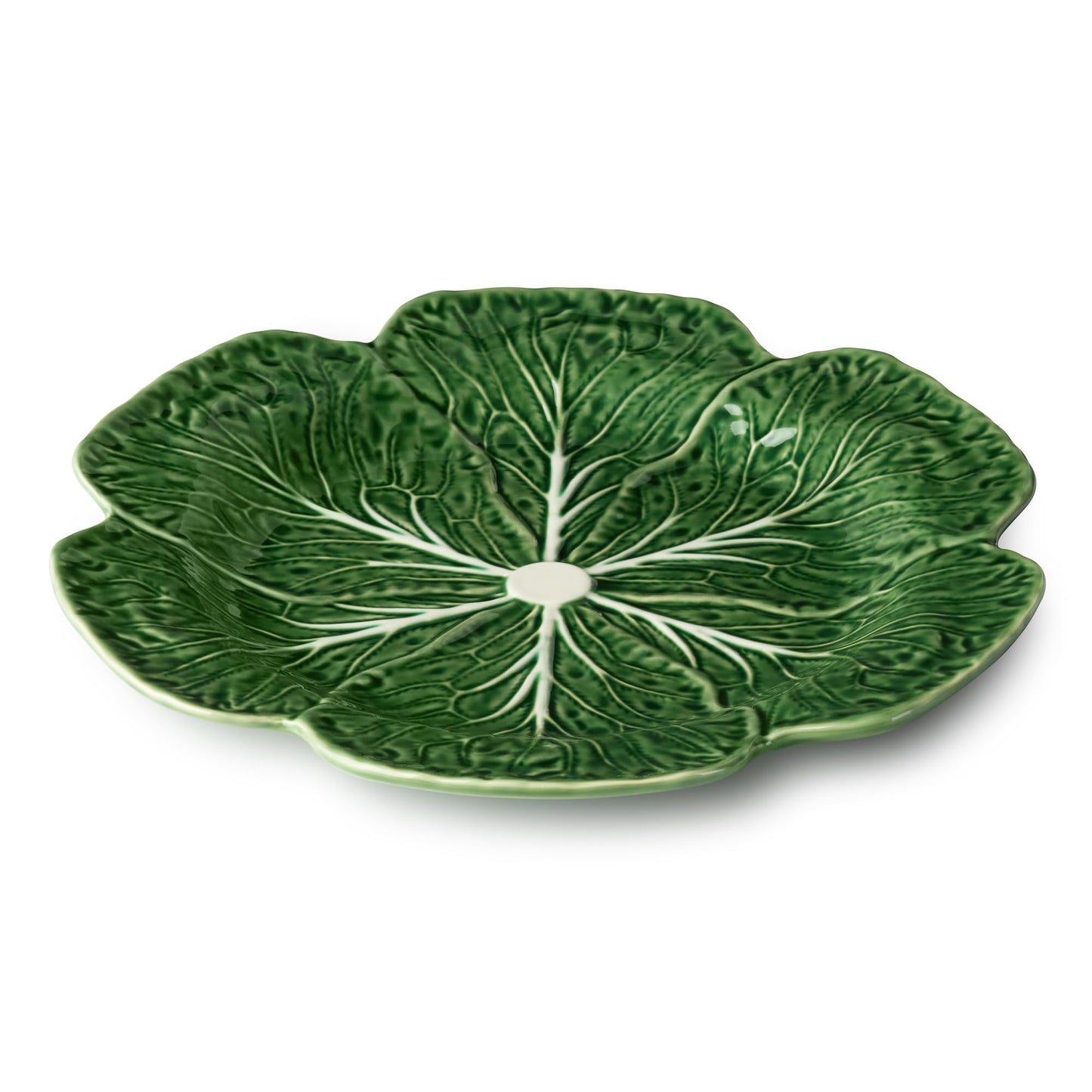 Le Jardin Cabbage 3D 13" ROUND PLATTER – Sculpted Green Stoneware Leaf Platter – Heirloom-Inspired Serveware for Spring & Summer Seasonal Dining and Entertaining