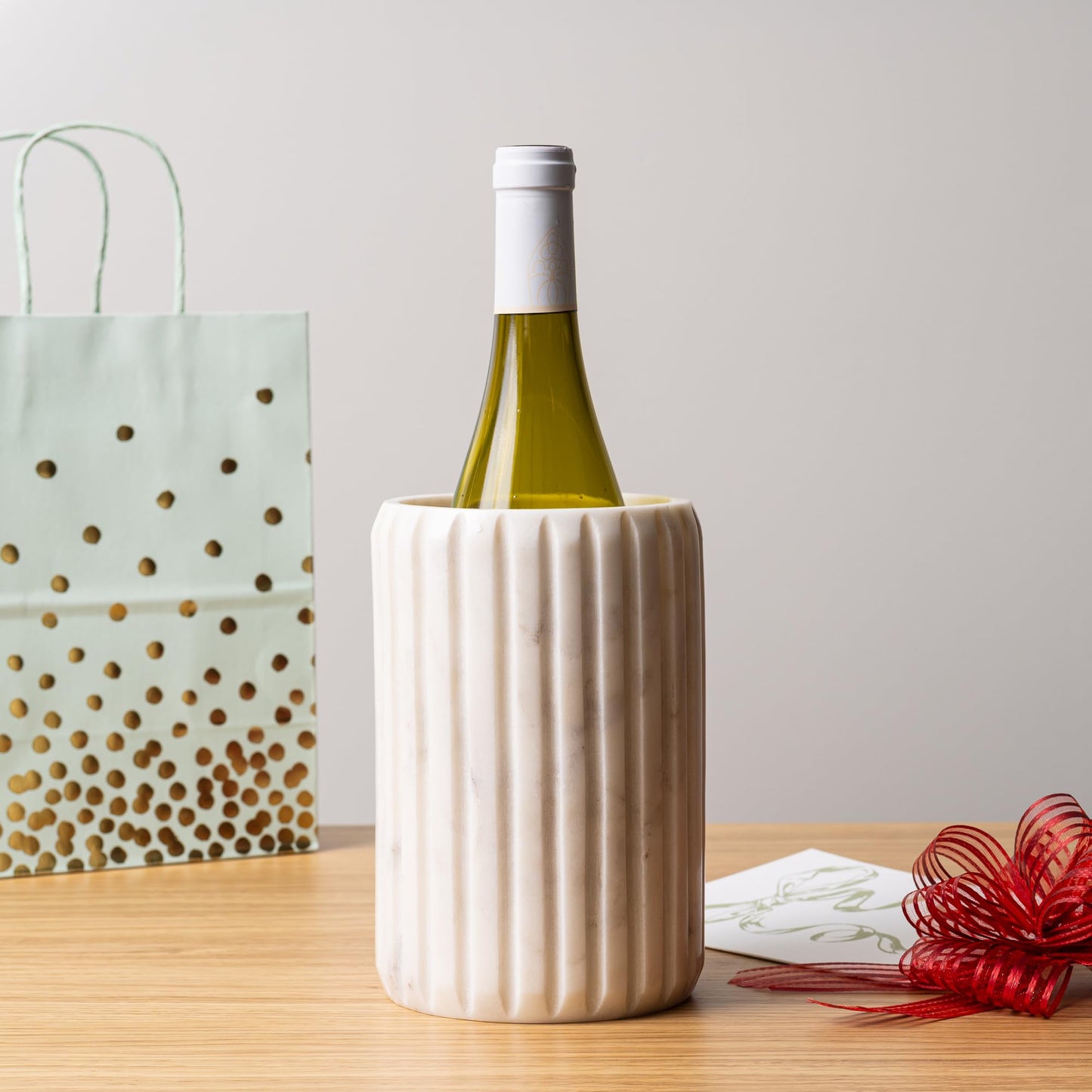 Cork & Mill Marble Wine Chiller, Champagne Bucket for Parties, Bottle Cooler for Dining Tables, Outdoor Patios and More - Handcrafted Natural Stone Bottle Holder - Keeps White Wine or Champagne Cold