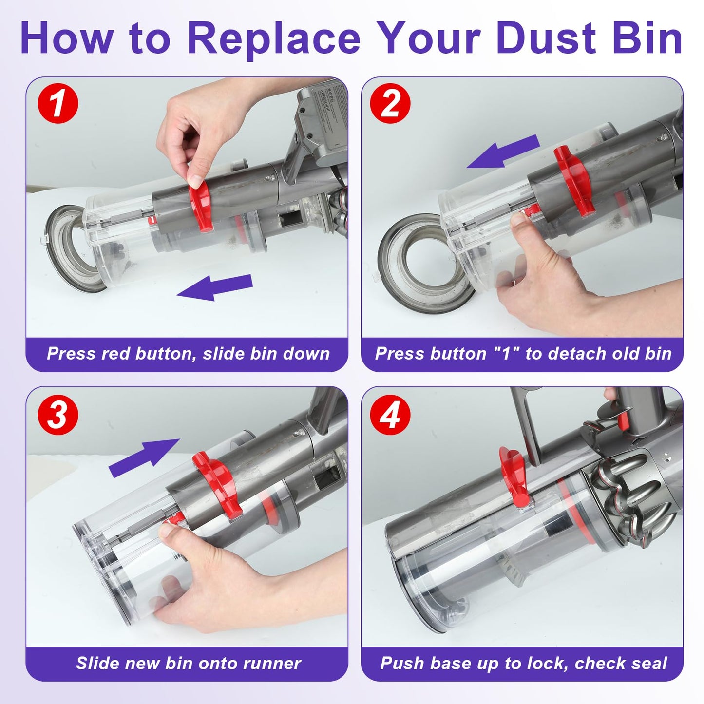 Lemige Upgraded V11 V15 Vacuum Filter & Dust Bin Canister Replacement Parts for Dyson V11 V15 SV14 SV15 SV22 Vacuum Cleaner, For Dyson Vacuum Attachments No. 970050-01 & 965443-01 & 970013-02