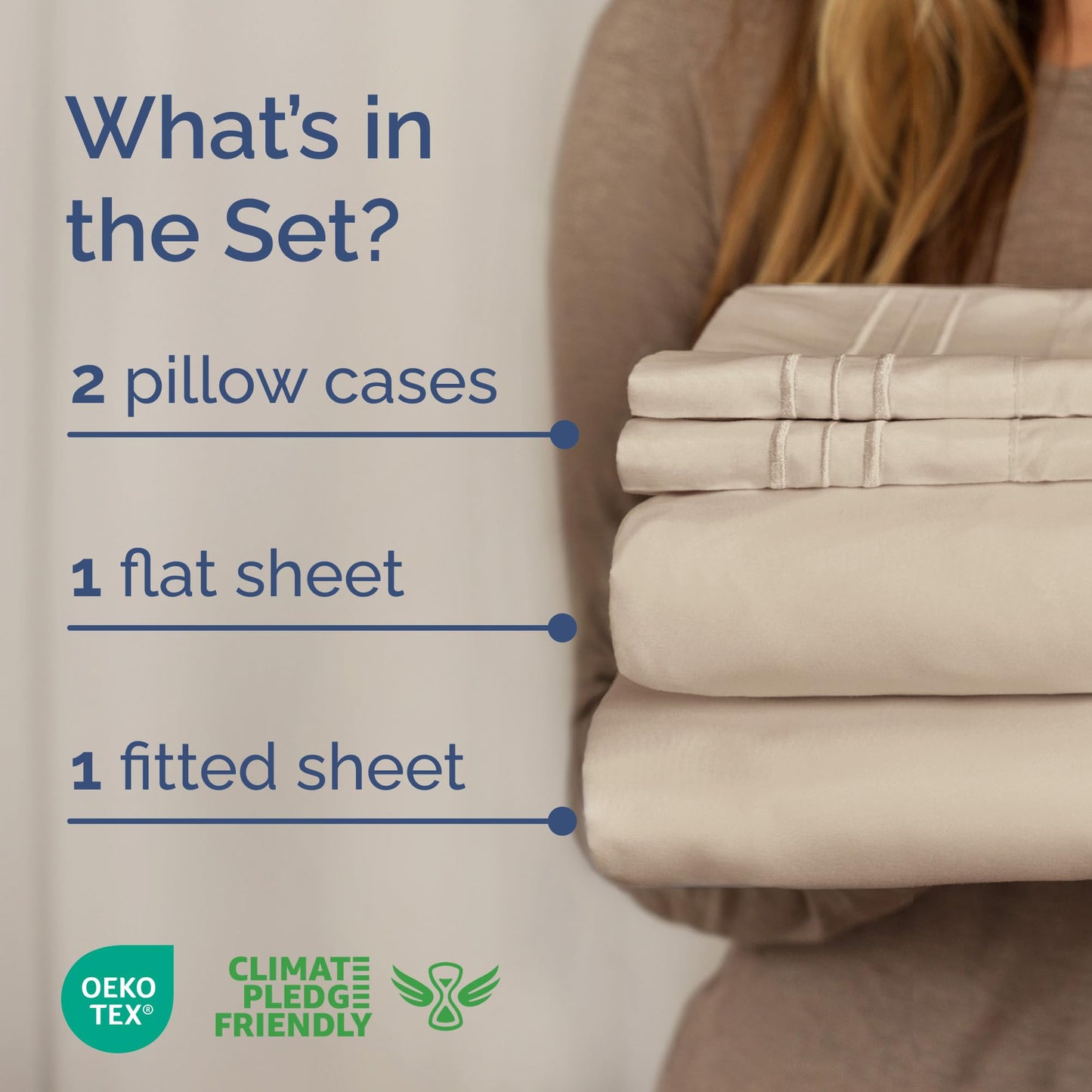 King Size 4 Piece Sheet Set - Comfy Breathable & Cooling Sheets - Hotel Luxury Bed Sheets for Women & Men - Deep Pockets, Easy-Fit, Extra Soft and Wrinkle Free Sheets - Wheat Oeko-Tex Bed Sheet Set