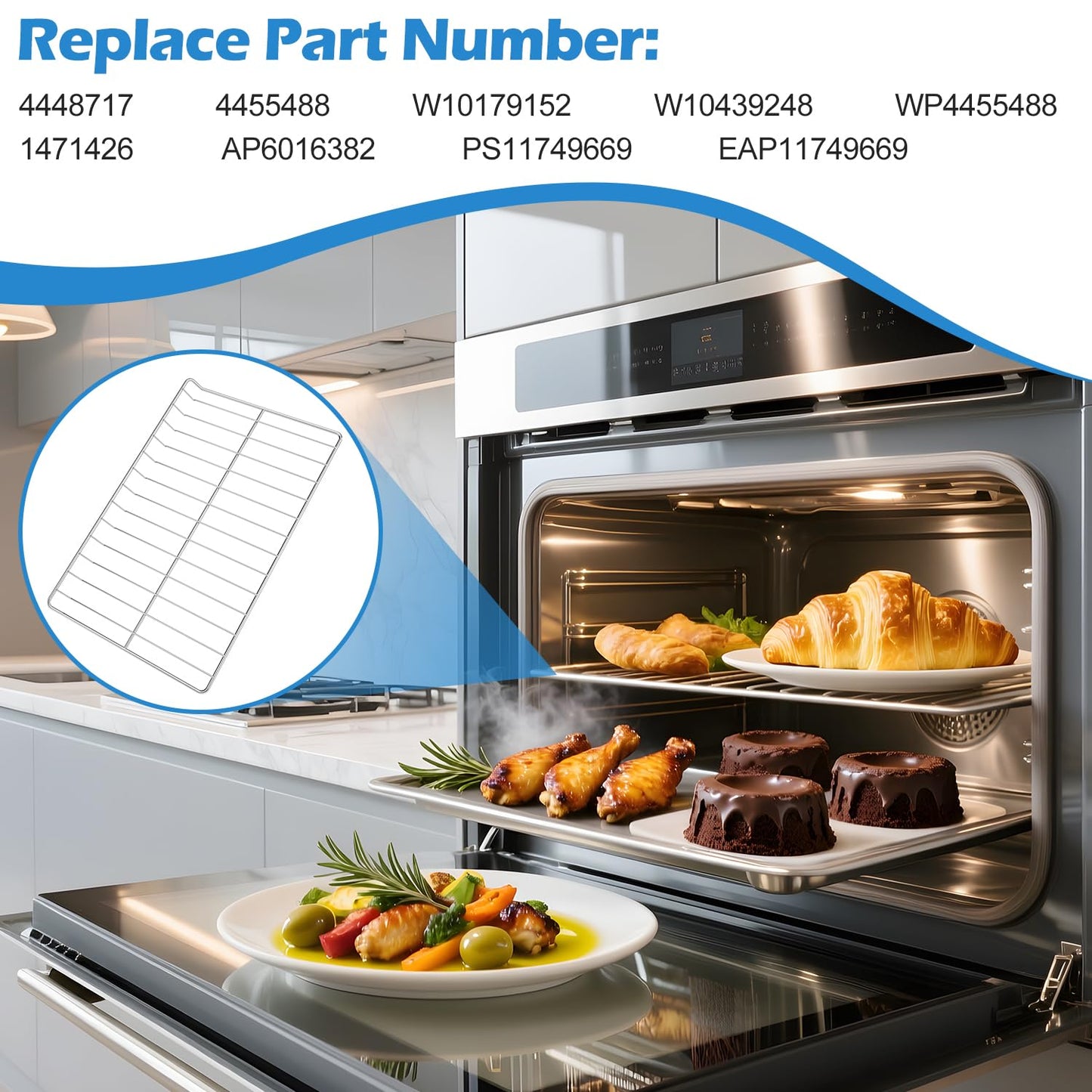 Upgraded WPW10179152 24.7x 15.7" Oven Rack Replacement Parts Perfect For Whirlpool Double Convection Stove/Oven Rack-Flat W10179152 Oven Shelf For KitchenAid Maytag Electric Gas Stove Racks