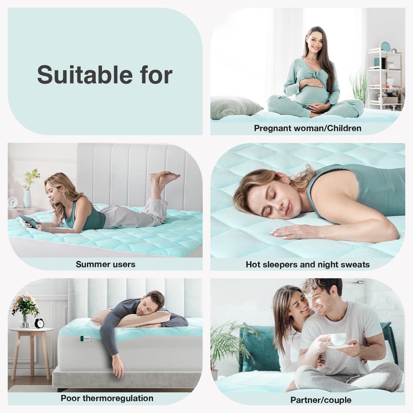 Novilla Cooling Mattress Topper Twin Size, Cooling Factors Infused Mattress Pad for Hot Sleepers, Breathable Mattress Cover with Deep Pocket, Soft Down Alternative Bed Topper for Back Pain Relief