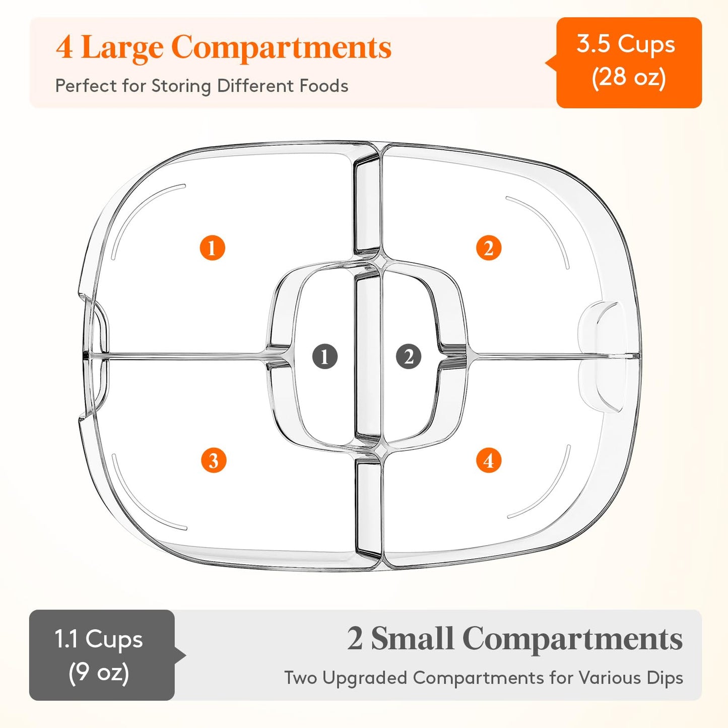 Lifewit Chilled Serving Tray for Parties, 15" Divided Shrimp Cocktail Serving Dish with Lid, Plastic Taco Platter, Ice Serving Bowl for Veggie, Fruit, Salad, Mimosa Bar Supplies in Party/Buffet