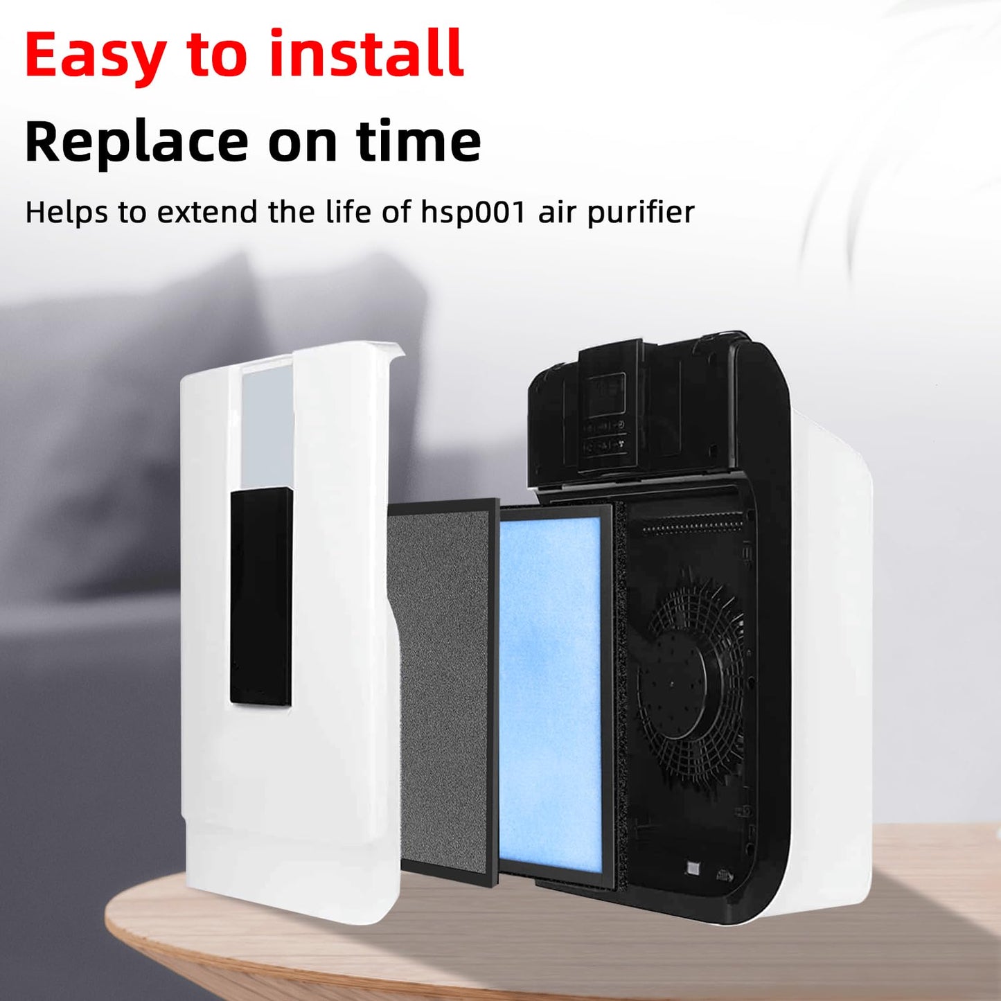 APPLIANCEMATES HSP001 Filter Replacements for Hathaspace Air Purifier HSP001, 4-in-2 Efficient Filter, 2+2 Combo Pack
