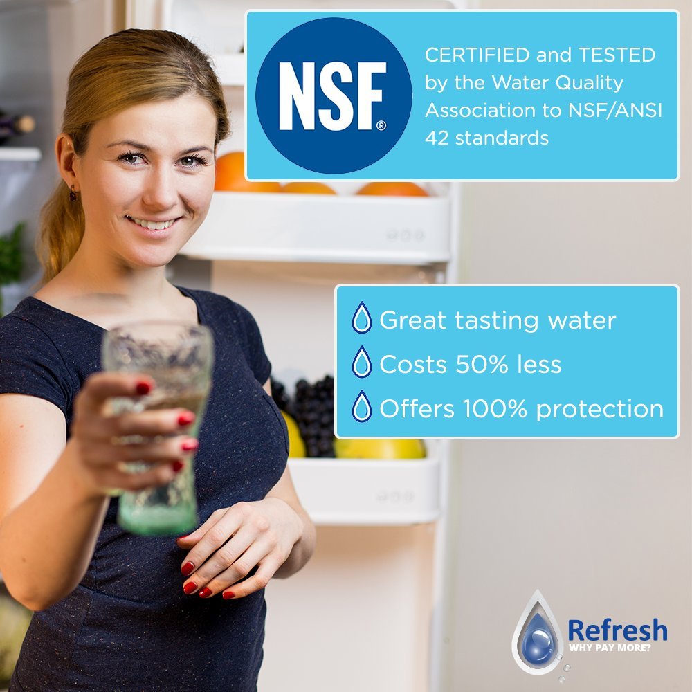 Refresh Replacement Refrigerator Water Filter for Bosch 640565, EVOLFLTR10, Whirlpool WHKF-R-PLUS, W1085590, 56932, 2168701, 3M Cuno CS-52, CS-51, CS-450, CS-451, CS-452 (3 Pack)