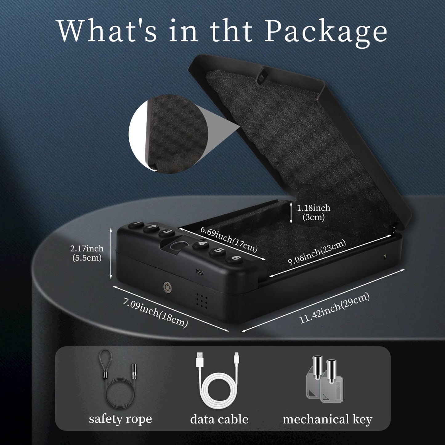 Gun Safe - Triple Unlock (Fingerprint/Password/Key), Quick Fingerprint Access in ≤ 0.1 seconds, one click mute function, Portable Pistol Safe, Suitable for Family Travel Vehicles, Quick Access