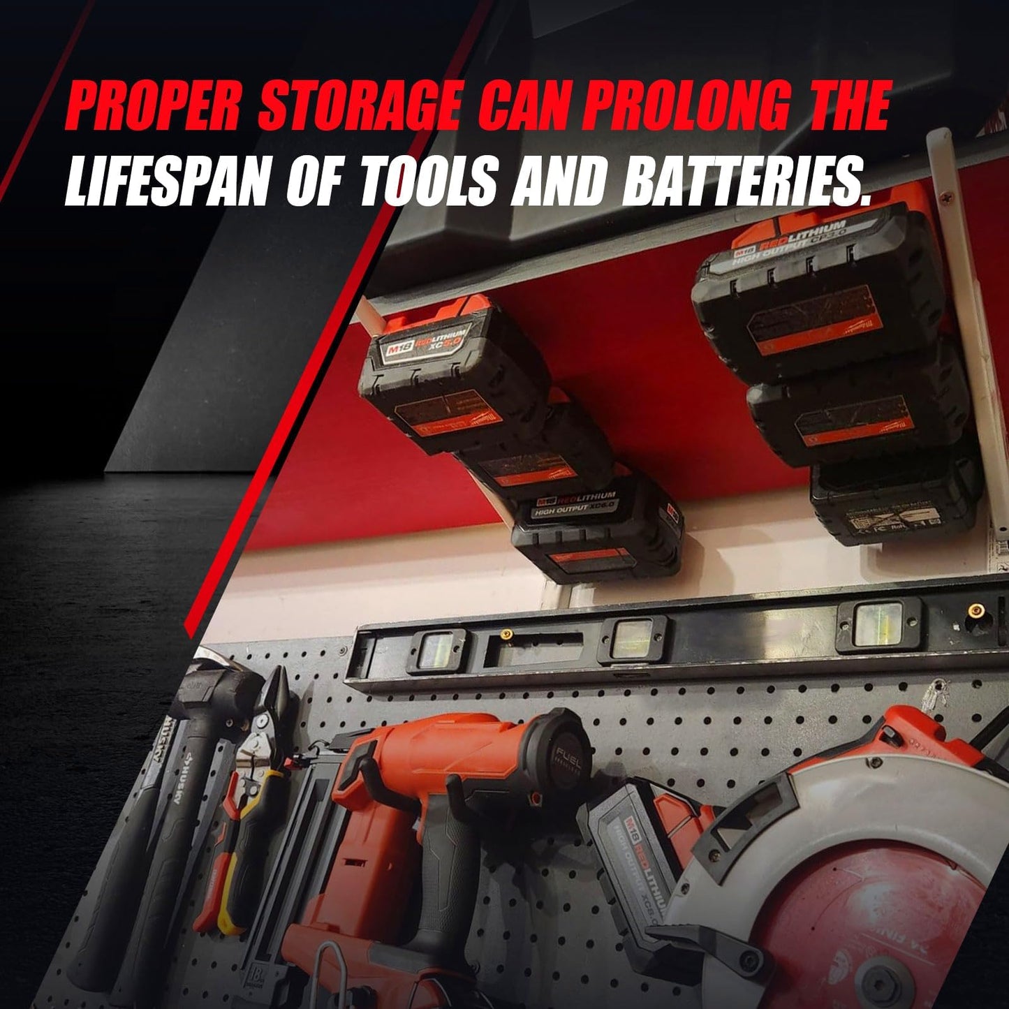 MXASLKMZ 20Pcs Wall Mount Tool Holders and Battery Holder for Milwaukee M18 18V - Heavy Duty Storage Shelf Organizer with Screws, Fits Drill, Saw, Workshop Garage