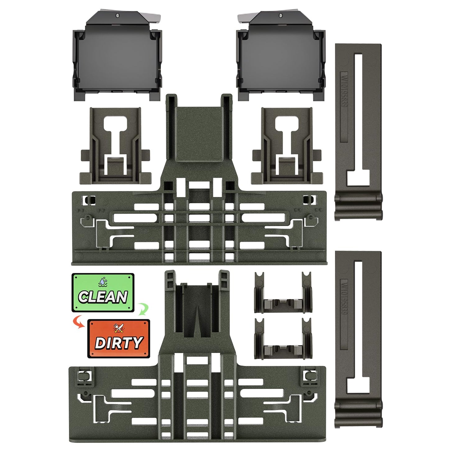 UPGRADED WPW10546503 W10546503 Dishwasher Top Rack Adjuster & W10320664/5 For Kitchenaid Dishwasher Parts Upper Rack KDTE334GPS0 KDFE104HPS0 W10546503 For Kitchen aid Dishwasher Parts,11Pack