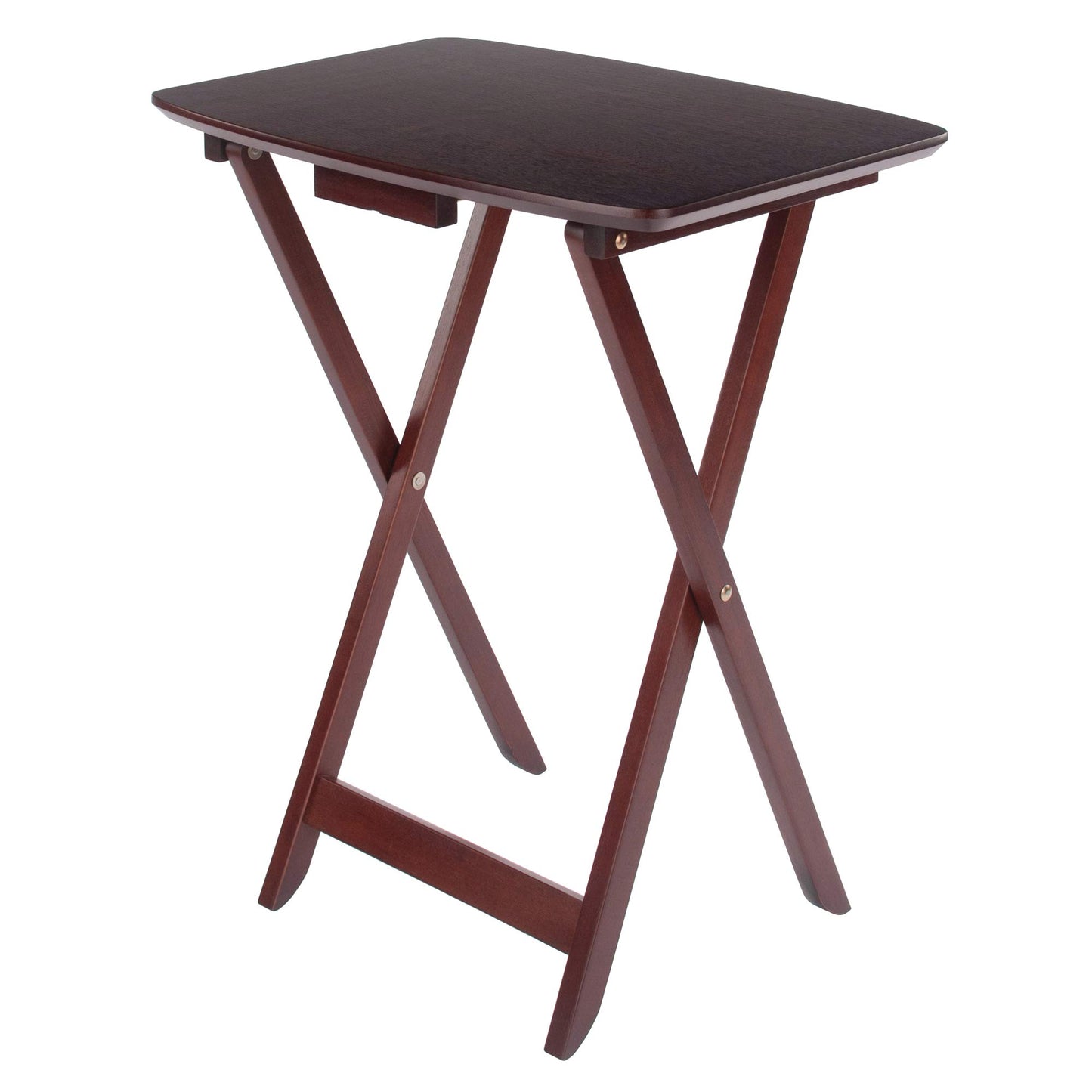 Winsome Darlene Set of 2 Foldable Snack Tables, 26" in Walnut, Easy to Store Portable Fold Up Table Set for Kitchen, Living Room TV Dining, Crafts, Puzzles, Work From Home