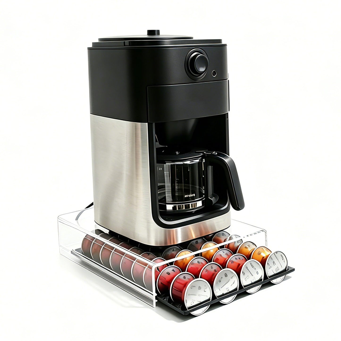 Lovemolly Acrylic Capsule Drawer for Nespresso Vertuo, 40 Pod Coffee Organizer with Thickened Shelf Hold Up to 22 lbs, Countertop Storage Fits Under Coffee Maker, 15"L x 10.7"W x 2.9"H