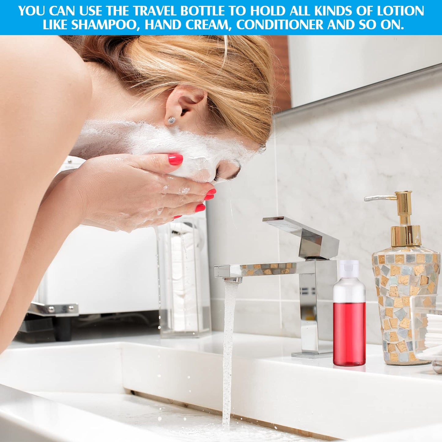 100 Pcs 3.4oz Small Travel Bottles Plastic Empty Squeeze Bottle Clear Refillable Shampoo Container with 5 Funnel for Liquids Cream Cosmetic Toiletries