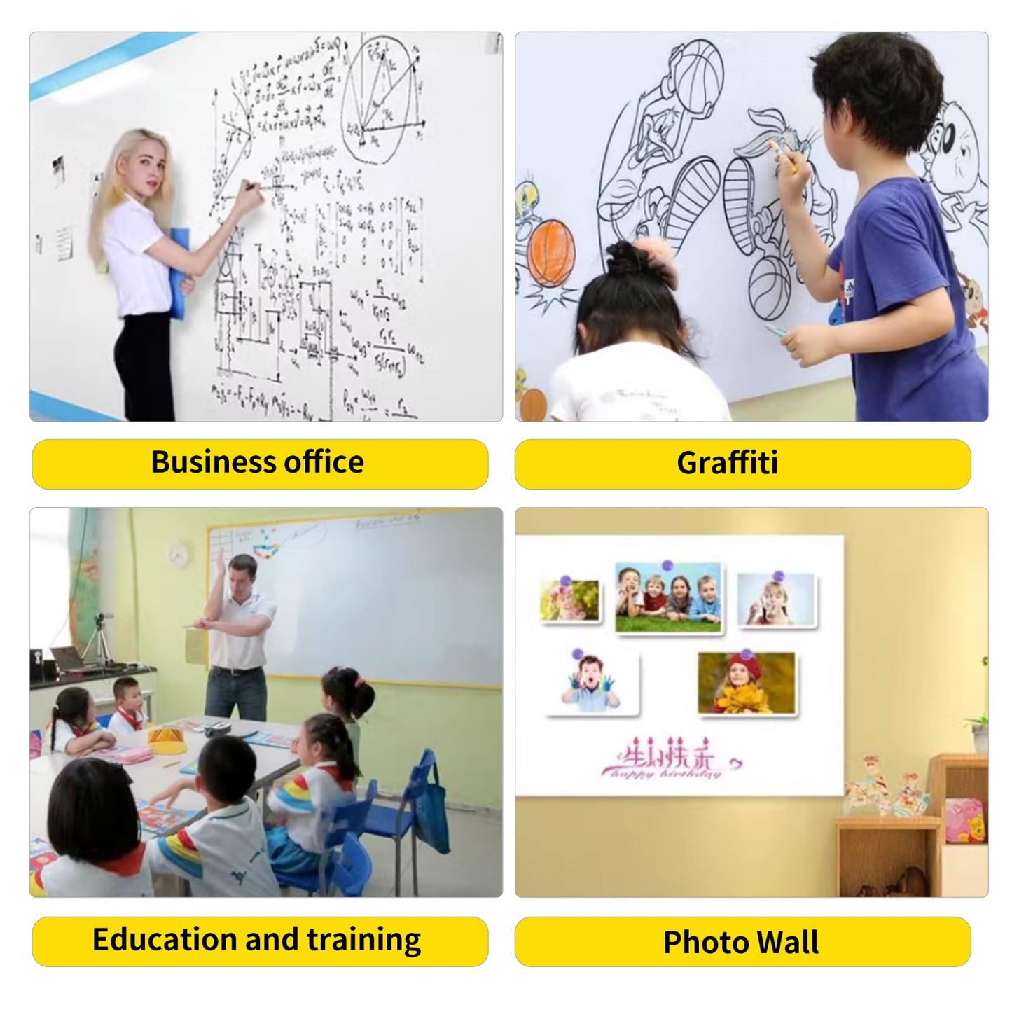 Magnetic Whiteboard Contact Paper 24" x 79" Peel and Stick Dry Erase White Board for Wall Self-Adhesive Decal Wallpaper Sticker for Office, Home, with Marker, Eraser and Magnet