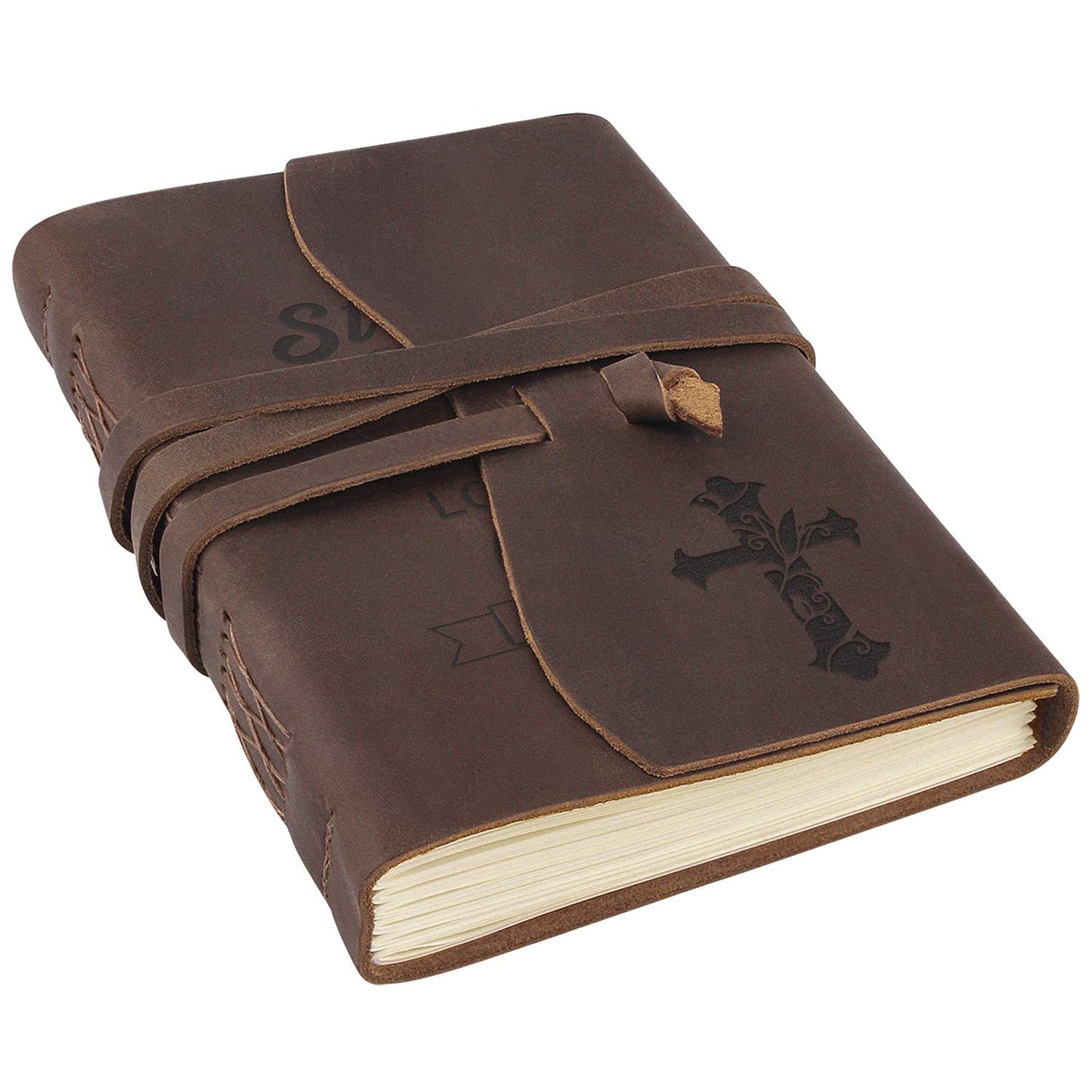 kullder Personalized Leather Journal for Christian Joshua 1:9 Engraved Bible Inscription Notebook 5×7IN Sketchbook Travel Diary Personalized Rustic Christian Gifts for Men&Women Monogrammed Journals