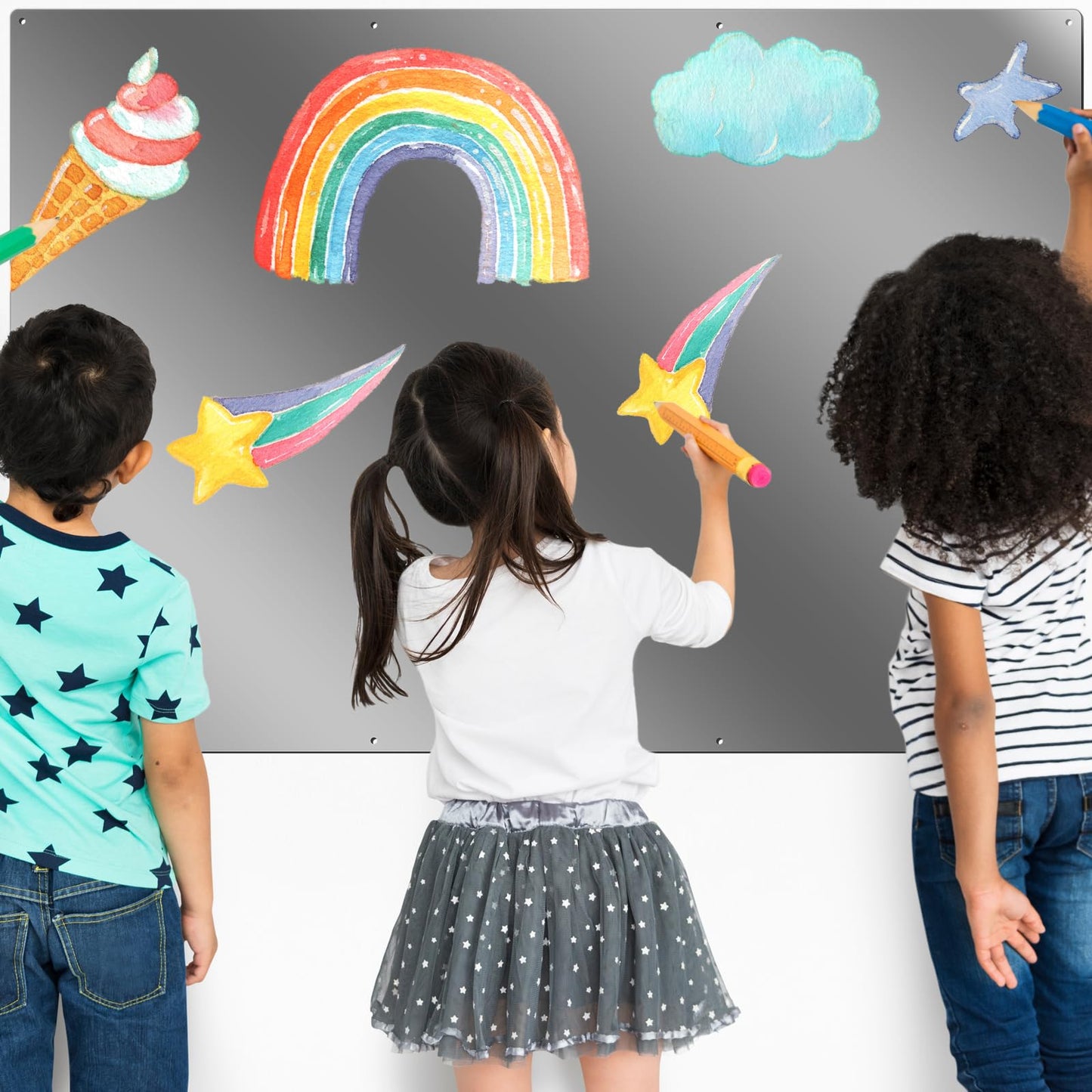 Ireer Magnetic Board Steel Magnet Bulletin Boards for Walls to Display Magnetic Notes Photos for Home Office Classroom, Pre Drilled with Screws and Dry Wet Erase Feature(Steel Color,30 x 14 Inch)