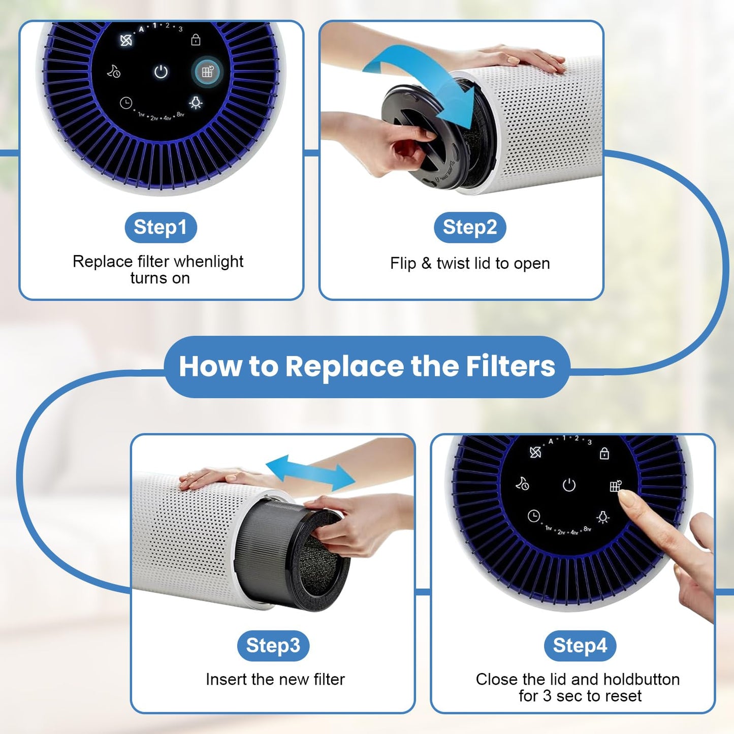 2 Pack Airmega 50 Filter Replacement Compatible with Coway Airmega 50 Air Purifier, 3-IN-1 Hepa Filter, Deodorization Filter with Activated Carbon