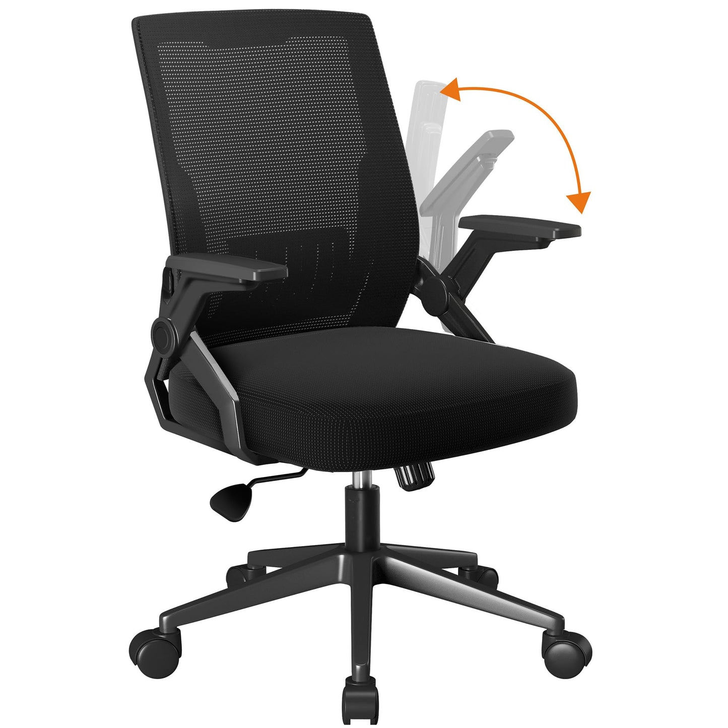 COMHOMA Office Chair with Flip-up Armrests Ergonomic Computer Desk Chair with Adaptive Lumbar Support & Breathable Mesh, Black