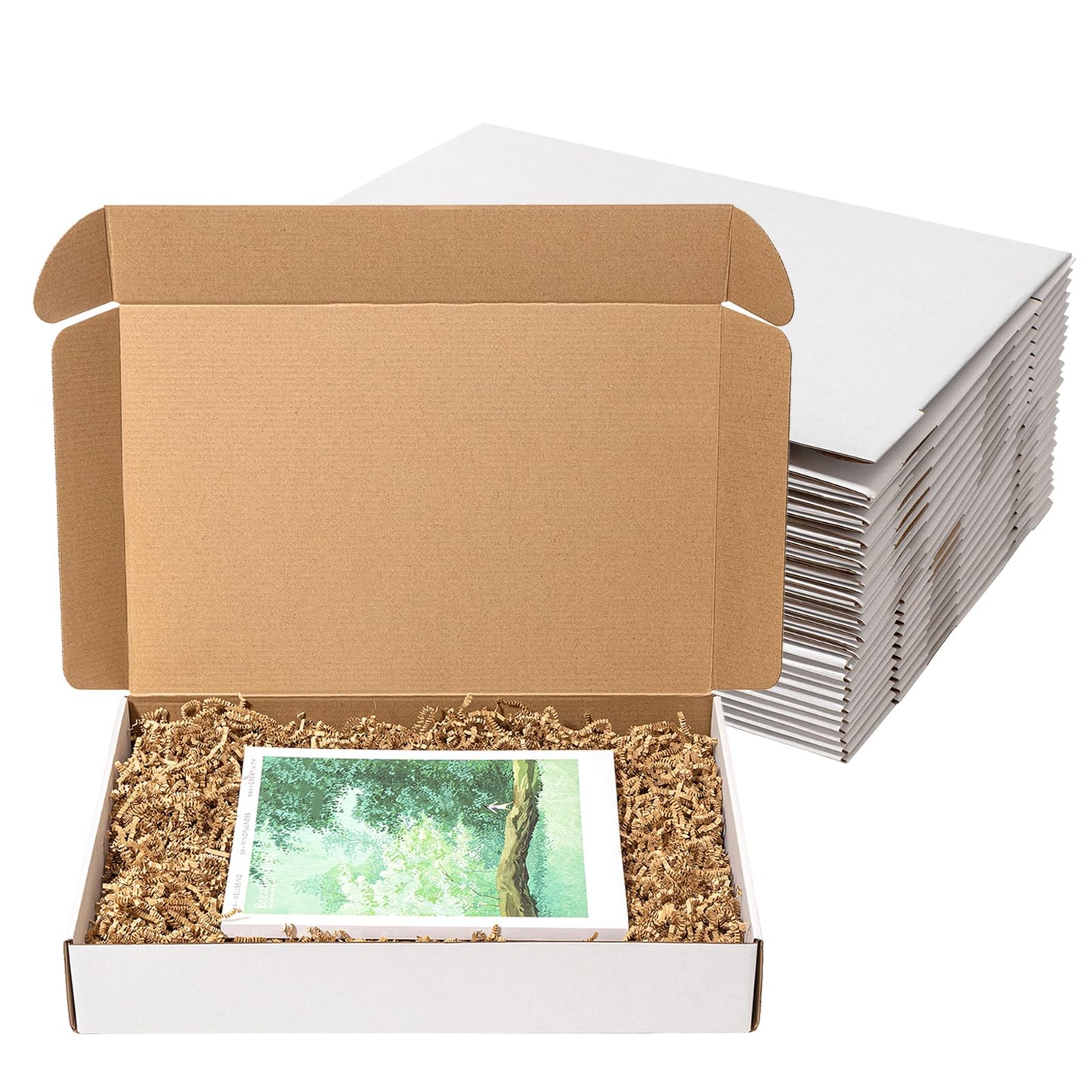 Wowxyz 17x11x3" Shipping Boxes 20 Pack White Corrugated Cardboard Mailing Boxes for Small Business - Flat Literature Mailer Packaging Supplies