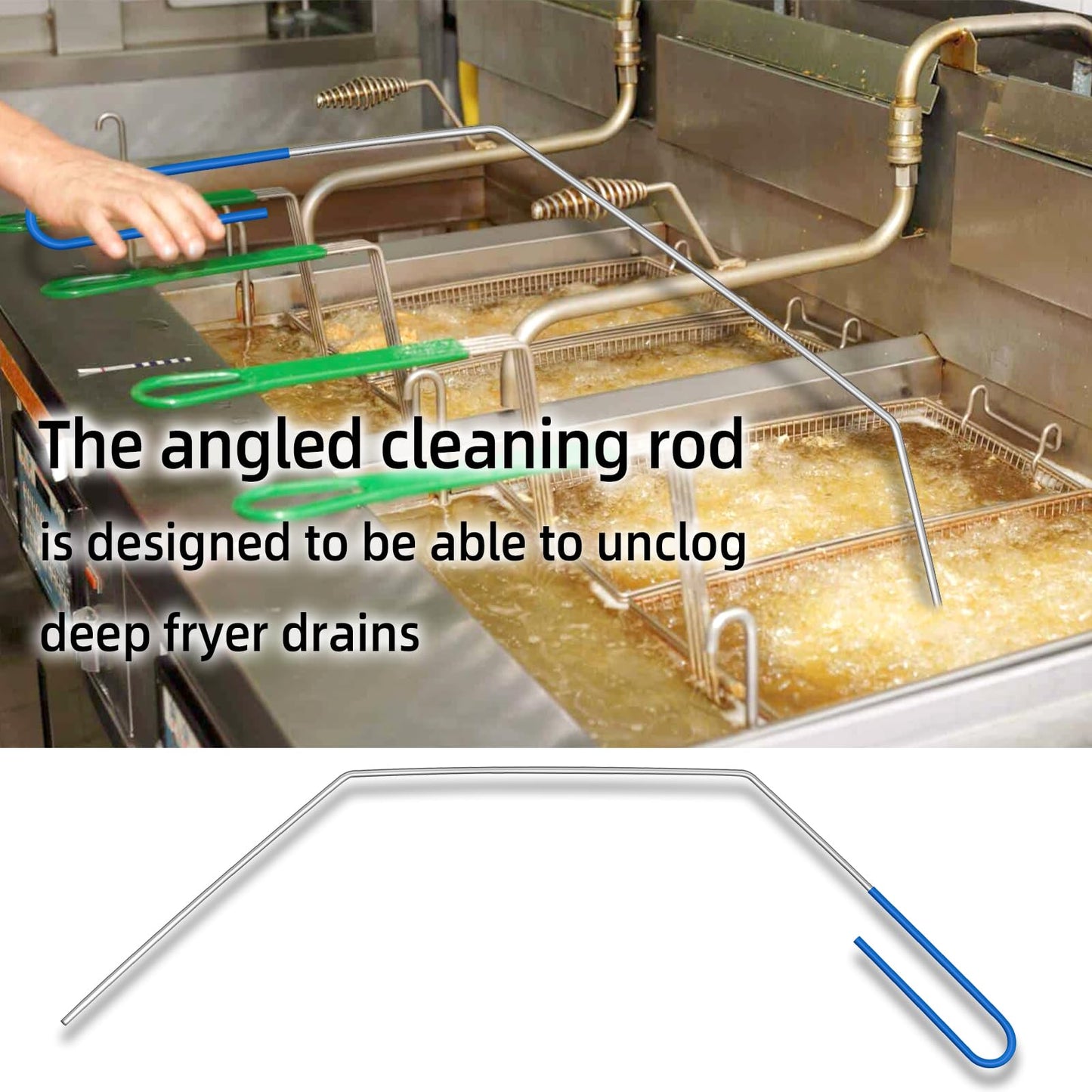 3 Pieces Fryer Cleaning Tools, Stainless Steel Deep Fryer Cleaning Tools, Including Basket Fryer Brush, L-Shape Deep Fryer Cleaning Brush and Fryer Cleanout Rod, Air Fryer Cleaning Brush Tools