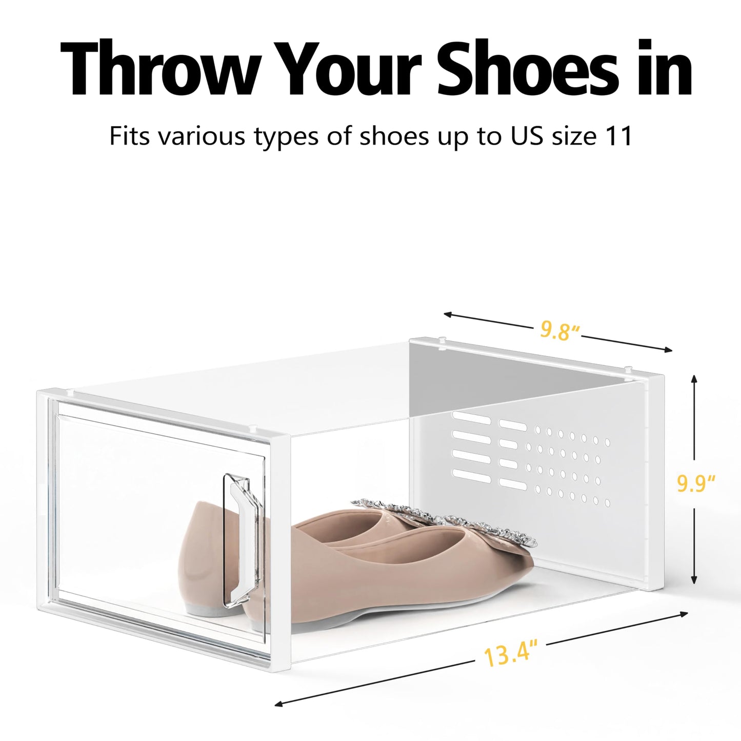 SEE SPRING X-Large Shoe Storage Box Fit Size 11, Clear Plastic Stackable Shoe Organizer for Closet, Space Saving Sneaker Shoe Rack Containers Bins Holders for Entryway, 12 Pack Clear
