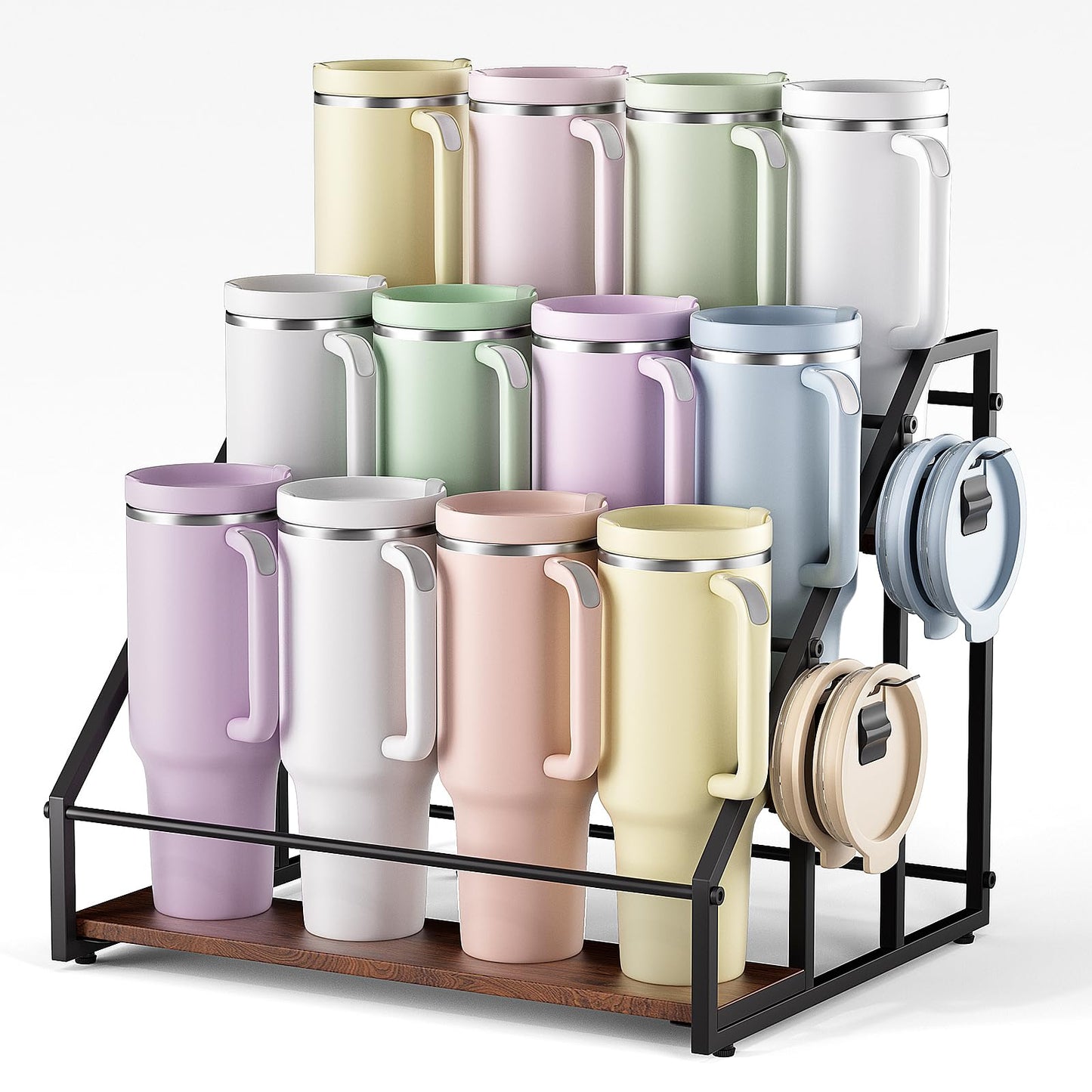 MOJOHAND Water Bottle Organizer for Full Stanley and Others' Large Tumbler Organization, Pantry Kitchen Organizers and Storage for Cup Accessories, Water Bottle Holder Wine Rack - 3 Tier Hold 12