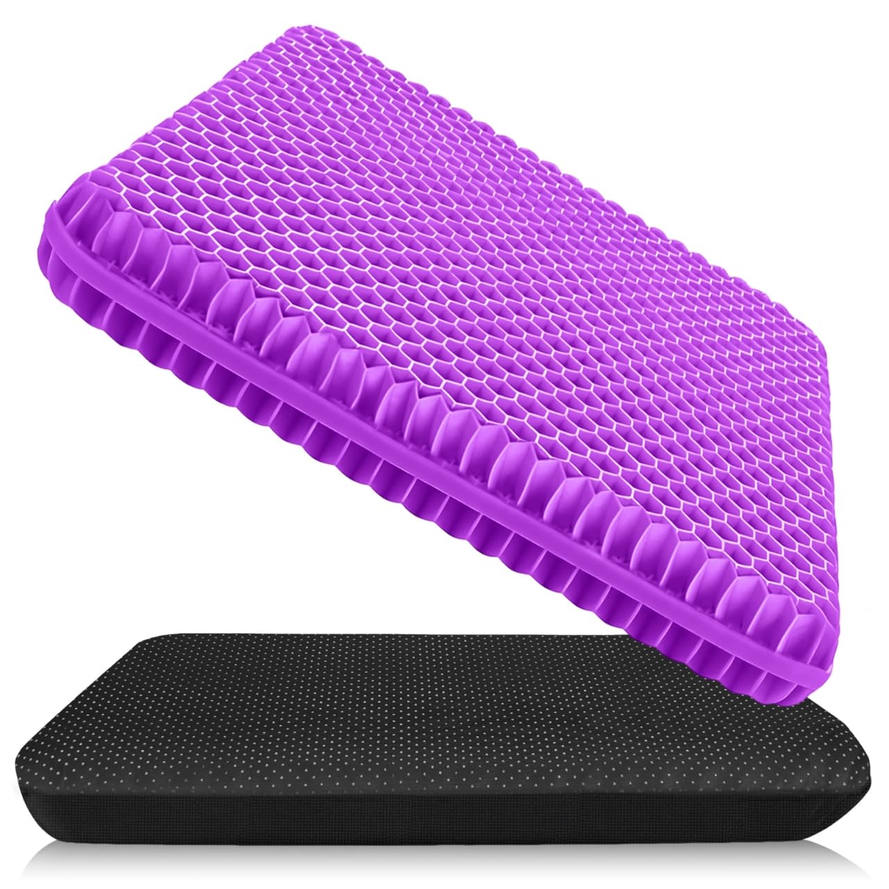 NIPURA Plus Size Gel Cushion for Long Sitting, Breathable Honeycomb Pressure Relief Pad for Office Chair, Car & Wheelchair (Plus Size - Light purple-01)