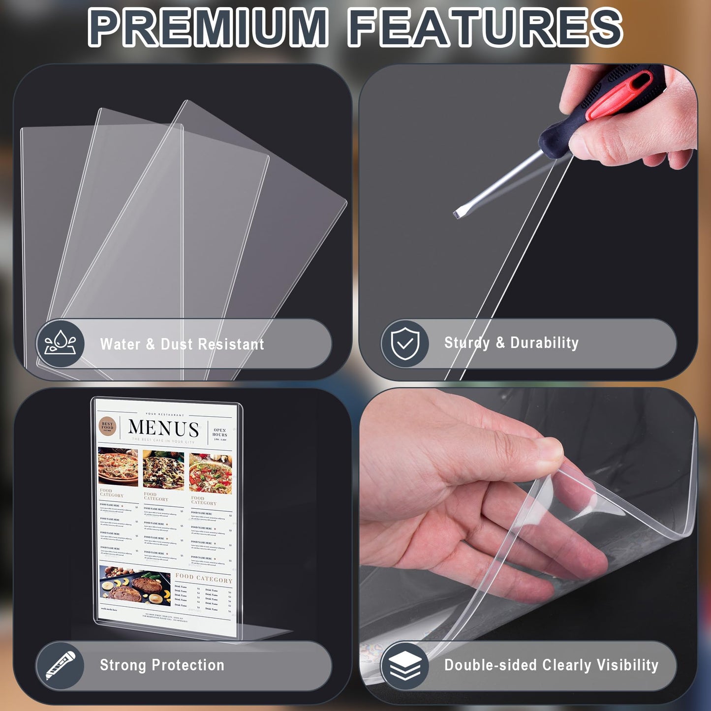 AKONEGE 25Pcs 11" x 17" Rigid Print Protectors Hard Plastic Sleeves for Prints, Menu Cover, Heavy Duty Sheet Poster Protectors Clear Plastic Sleeves for Paper Photos Documents Magazines, Vertical