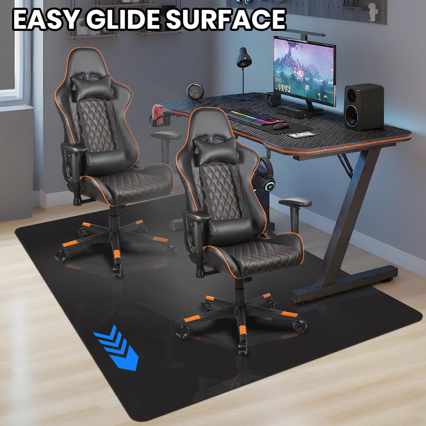 Black Office Chair Mat for Hardwood Floor, 36 x 48 Inch Computer Desk Chair Mat, Plastic Floor Protectors for Chairs, Heavy Duty Wood Tile Floor Mats for Home Laundry Dining Area