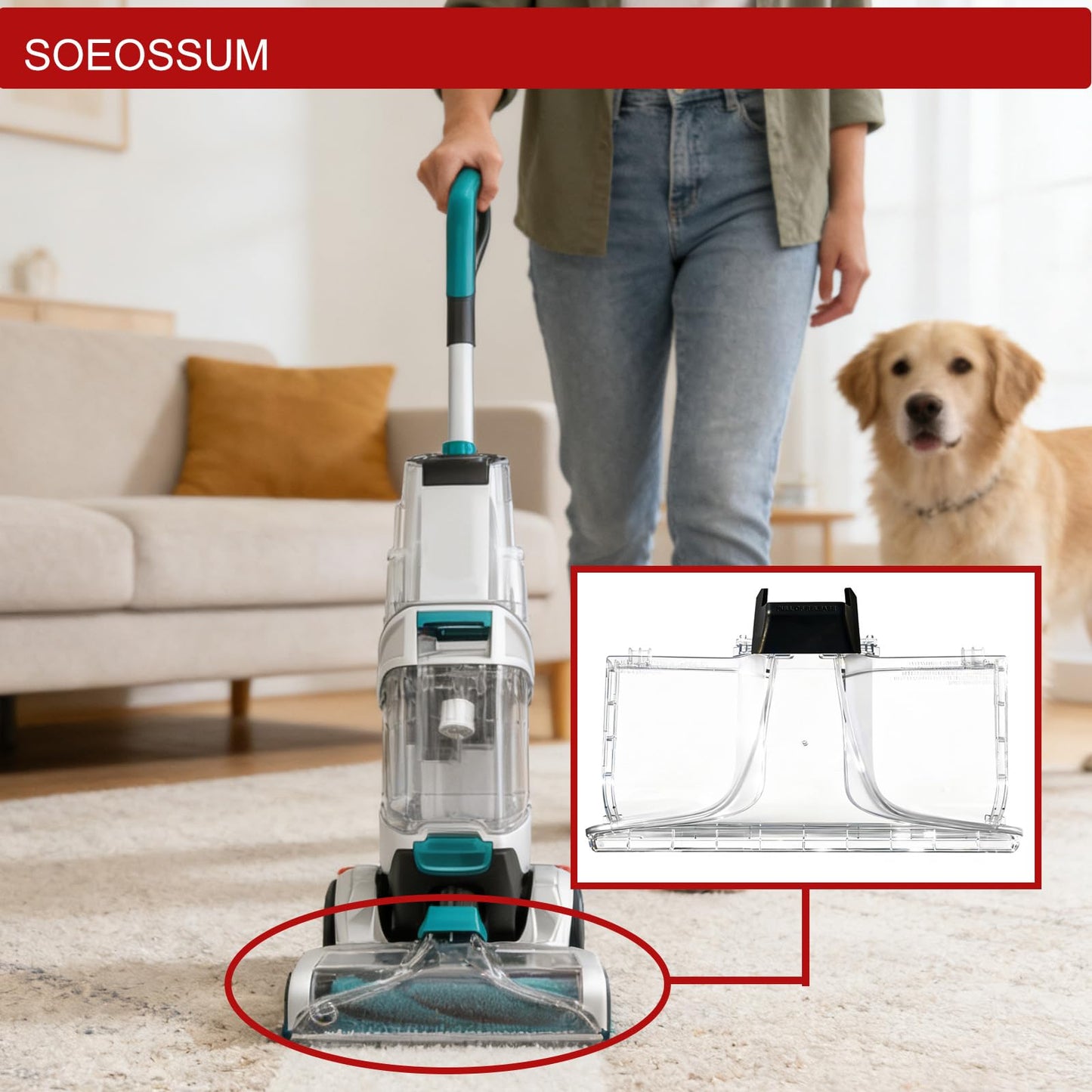 SOEOSSUM Replacement Front Floor Nozzle Assembly-OEM Part #440014442 (Without Sprayer),Compatible with Hoover Carpet Cleaner SmartWash 2nd Generation & SmartWash PET FH52000G/FH52001G