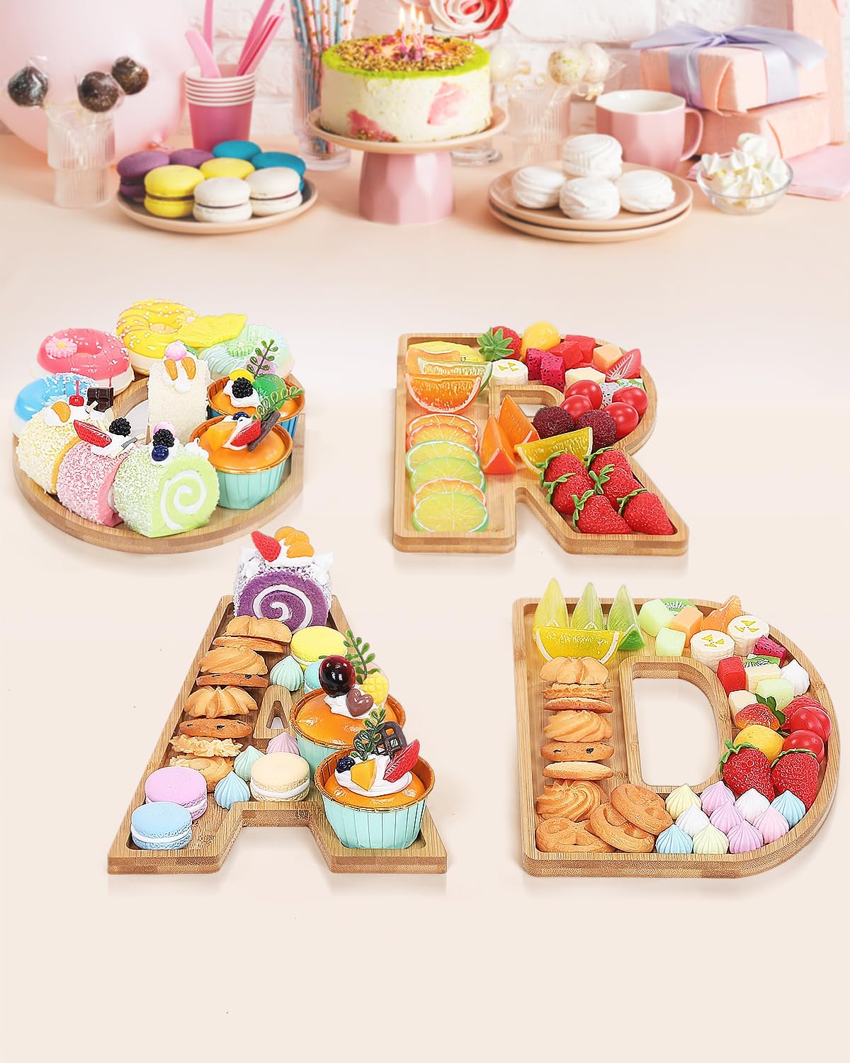 Bagrox Grad Charcuterie Letters Fillable,Wooden Grad Letters, Wood Charcuterie Letters, Fillable Letters for Food, Graduation Decorations