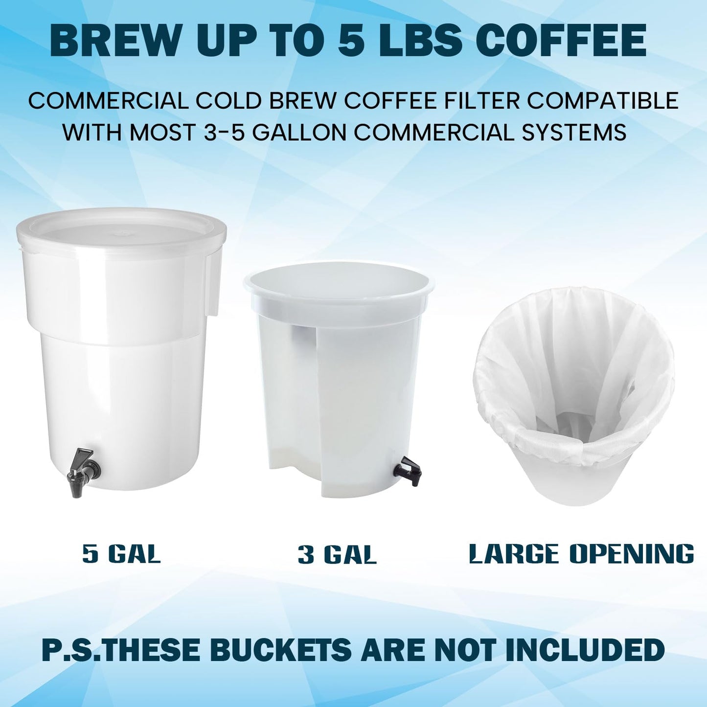 50 PIECE Cold Brew Coffee Filters with Drawstring, 20" X 20" Cold Brew Bags for Cold Brew Coffee Makers, Brew Up To 5 LBS Coffee