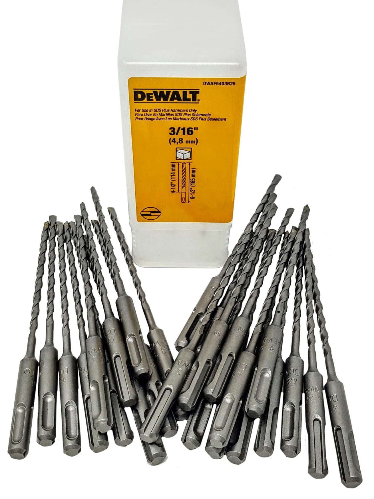 (25-pack) Dewalt DWAF5403B25 DWAF5403 3/16" x 6-1/2" SDS Rotary Hammer Bits